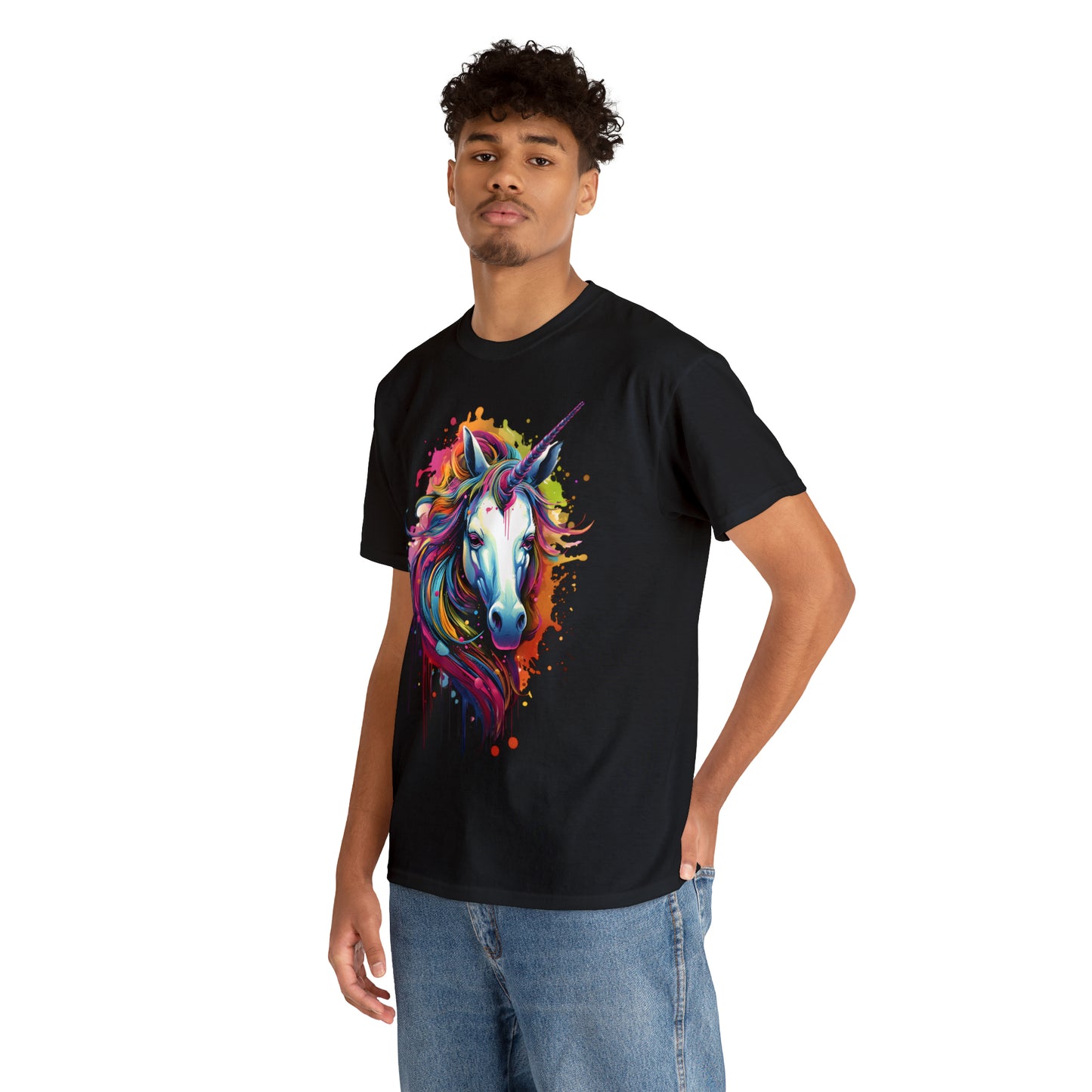 Unicorn Rainbow Splash Short Sleeve Graphic T-Shirt (S-3XL)