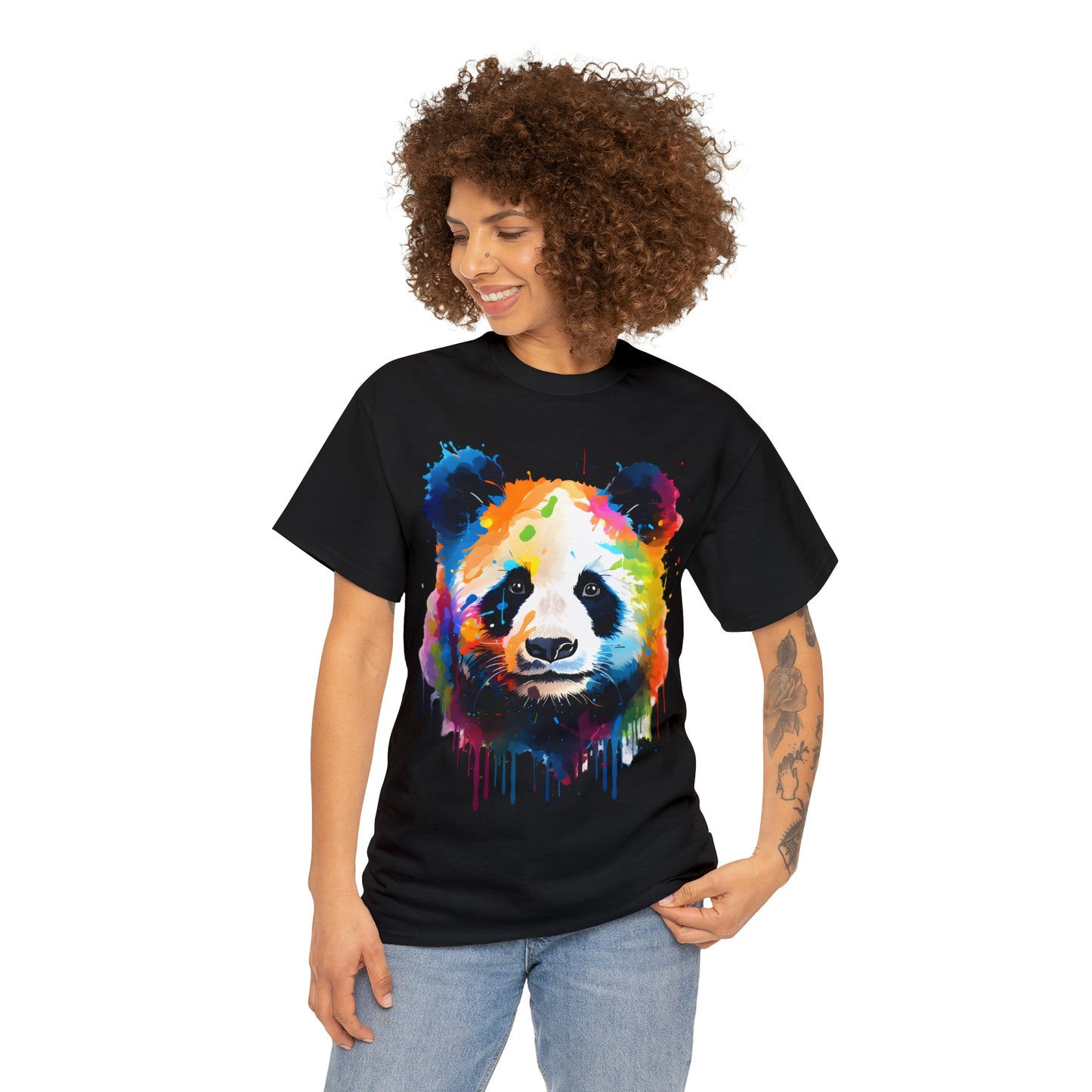 Panda Rainbow Splash Short Sleeve Graphic T-Shirt (S-3XL)