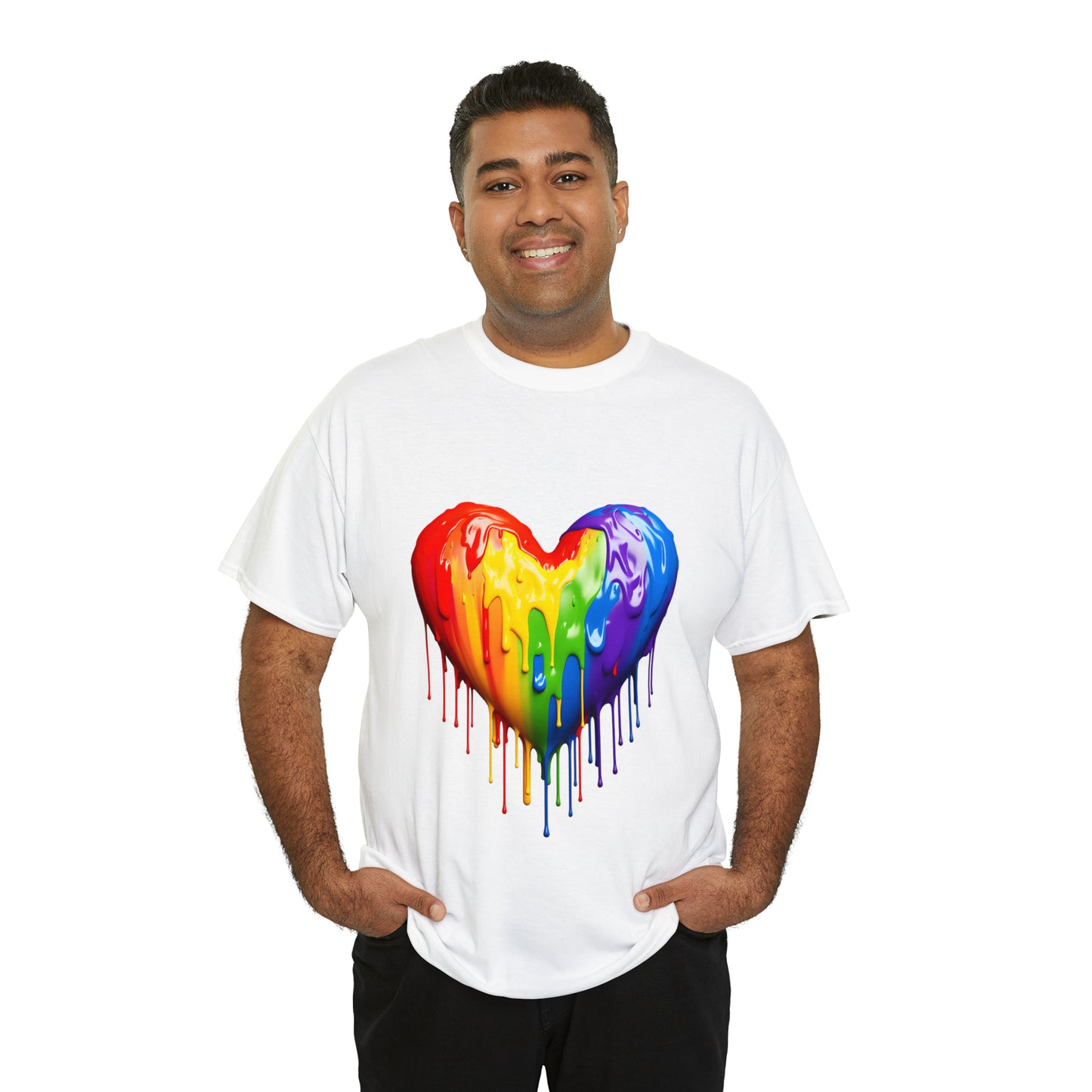 Pride Heart Rainbow Splash Short Sleeve Graphic T-Shirt (S-3XL)