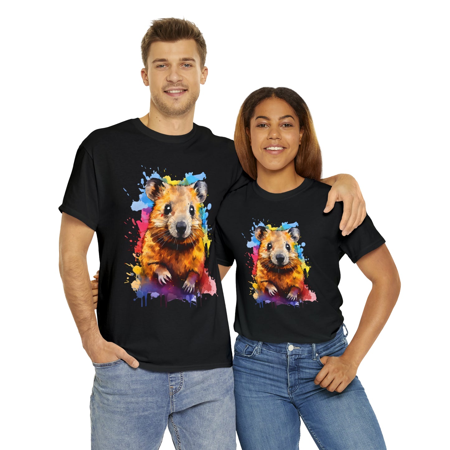 Quokka Rainbow Splash Short Sleeve Graphic T-Shirt (S-3XL)