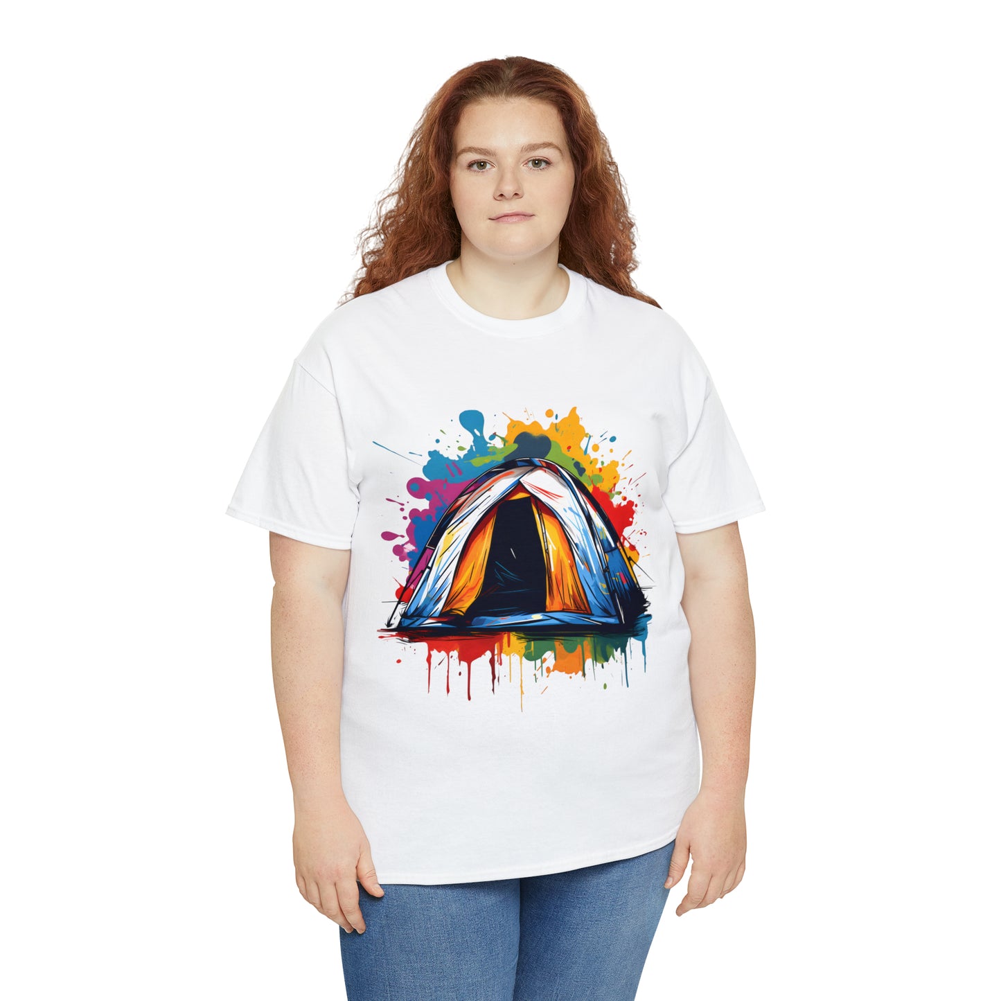 Camping Tent Rainbow Splash Short Sleeve Graphic T-Shirt (S-3XL)