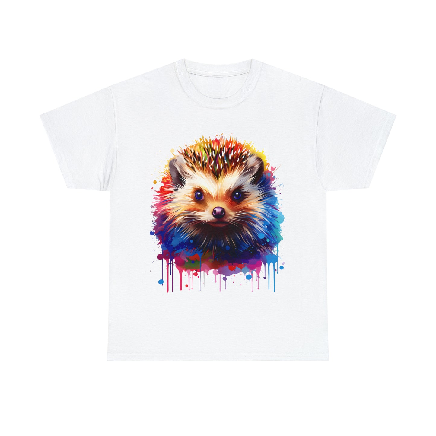 Hedgehog Rainbow Splash Short Sleeve Graphic T-Shirt (S-3XL)