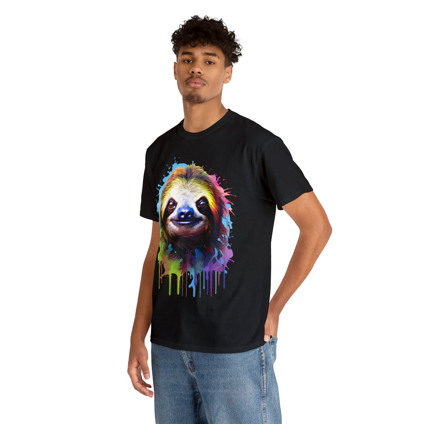 Sloth Rainbow Splash Short Sleeve Graphic T-Shirt (S-3XL)