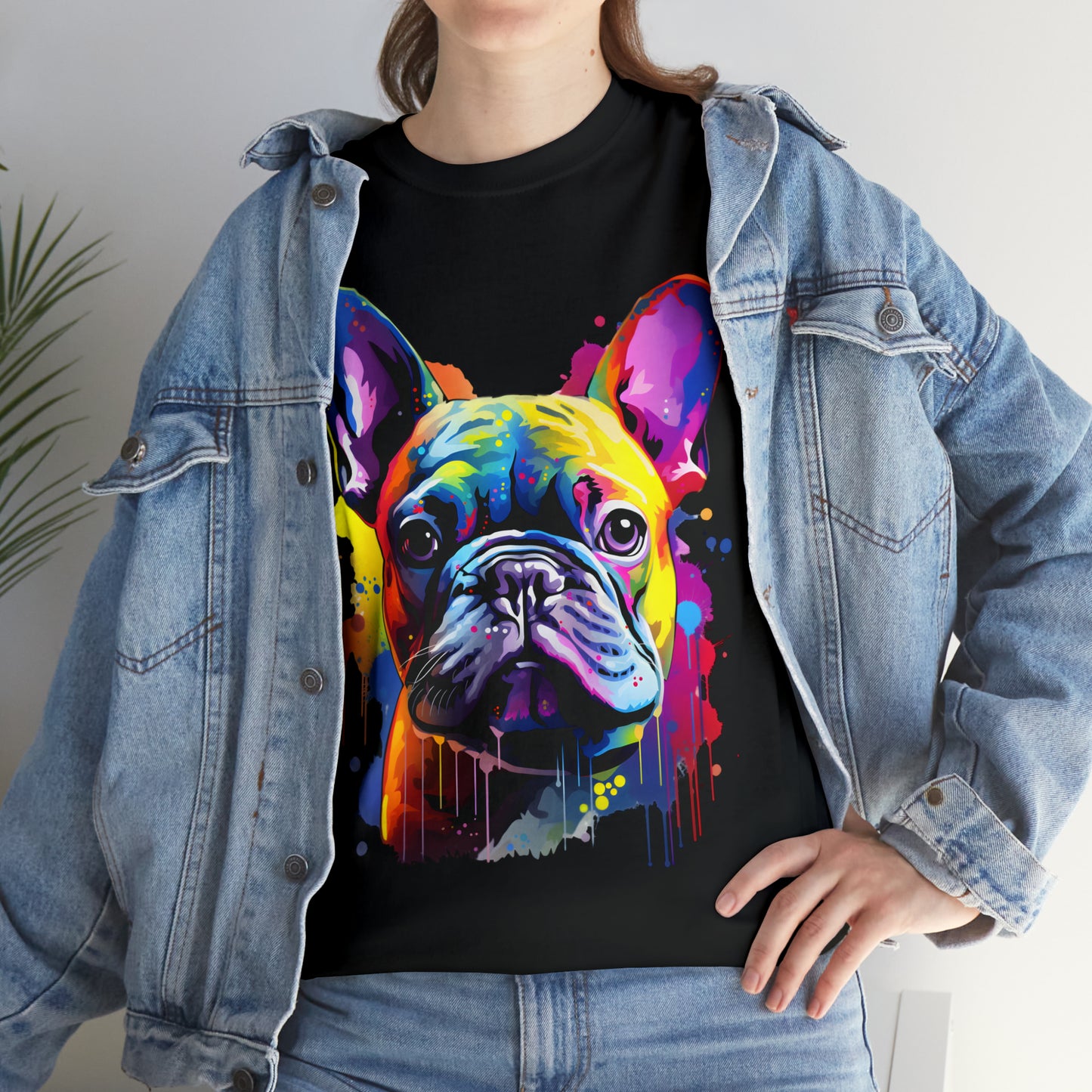 French Bulldog Rainbow Splash Short Sleeve Graphic T-Shirt (S-3XL)