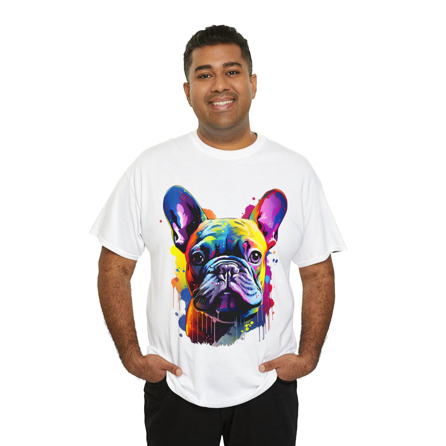 French Bulldog Rainbow Splash Short Sleeve Graphic T-Shirt (S-3XL)