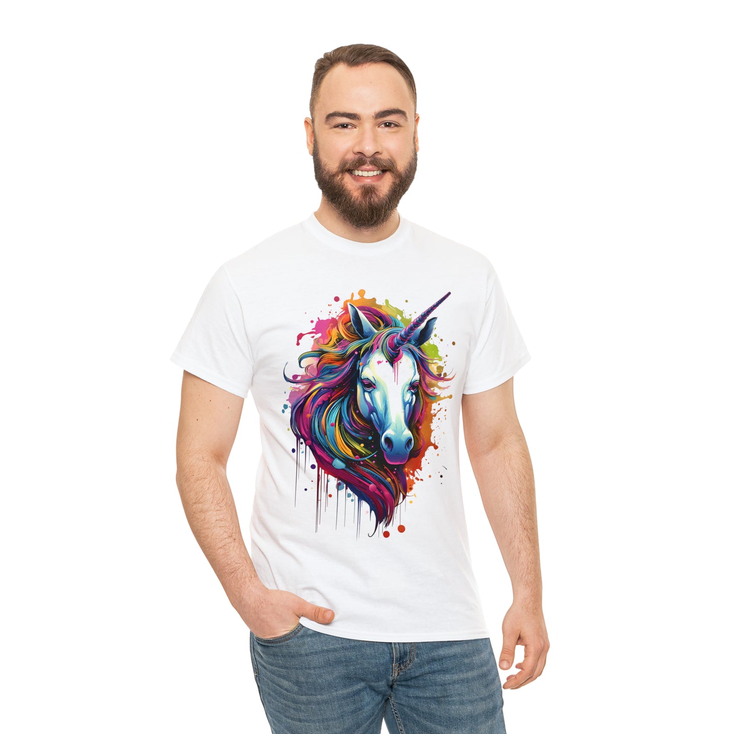 Unicorn Rainbow Splash Short Sleeve Graphic T-Shirt (S-3XL)