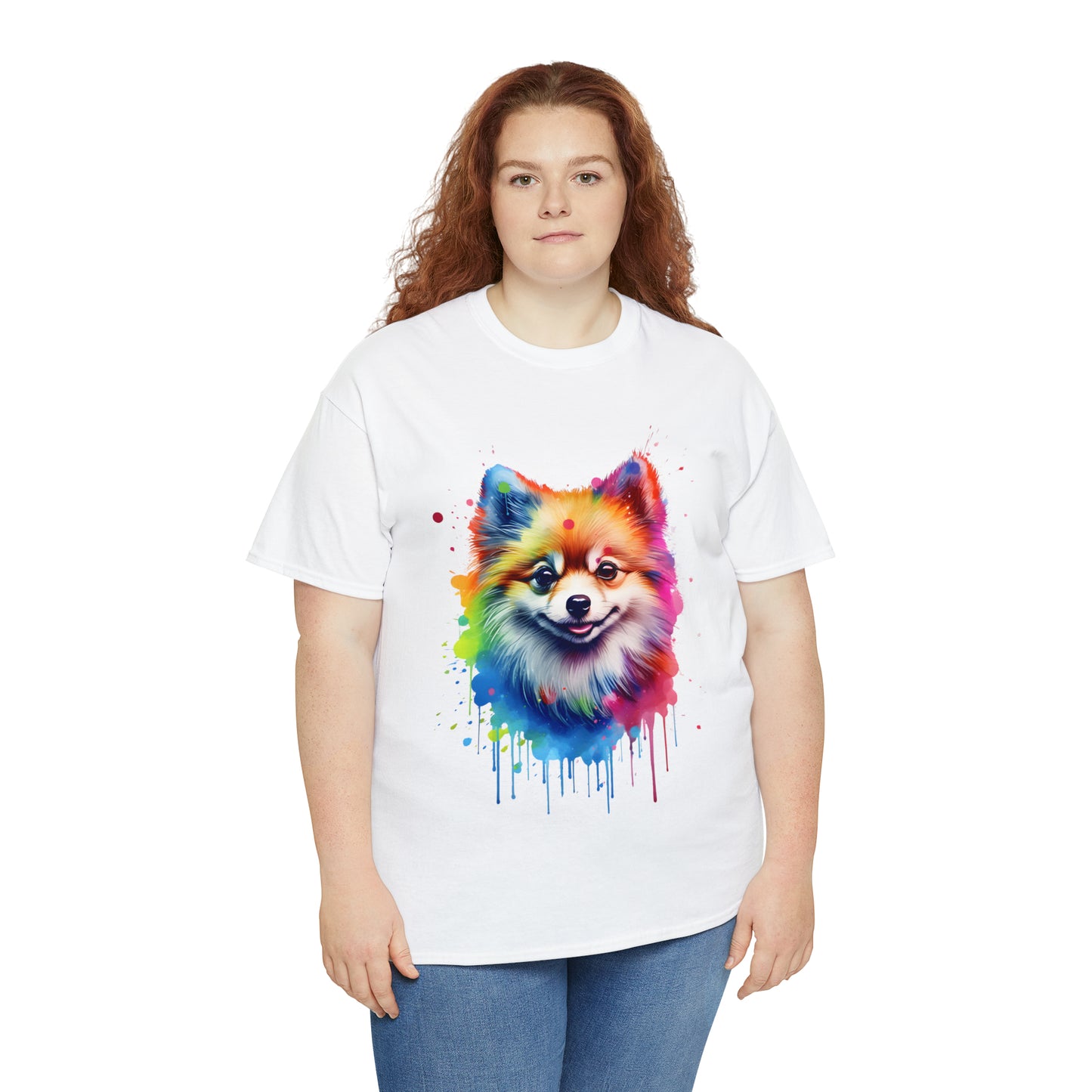 Pomeranian Rainbow Splash Short Sleeve Graphic T-Shirt (S-3XL)