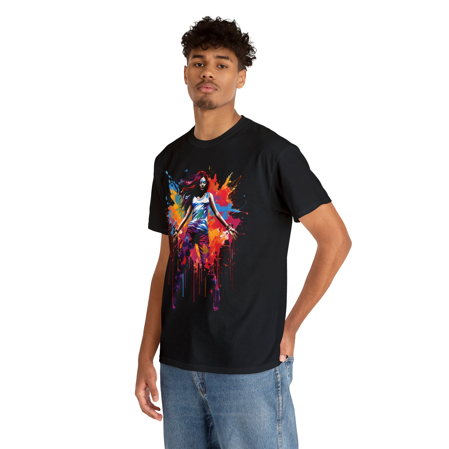 Dancer Rainbow Splash Short Sleeve Graphic T-Shirt (S-3XL)