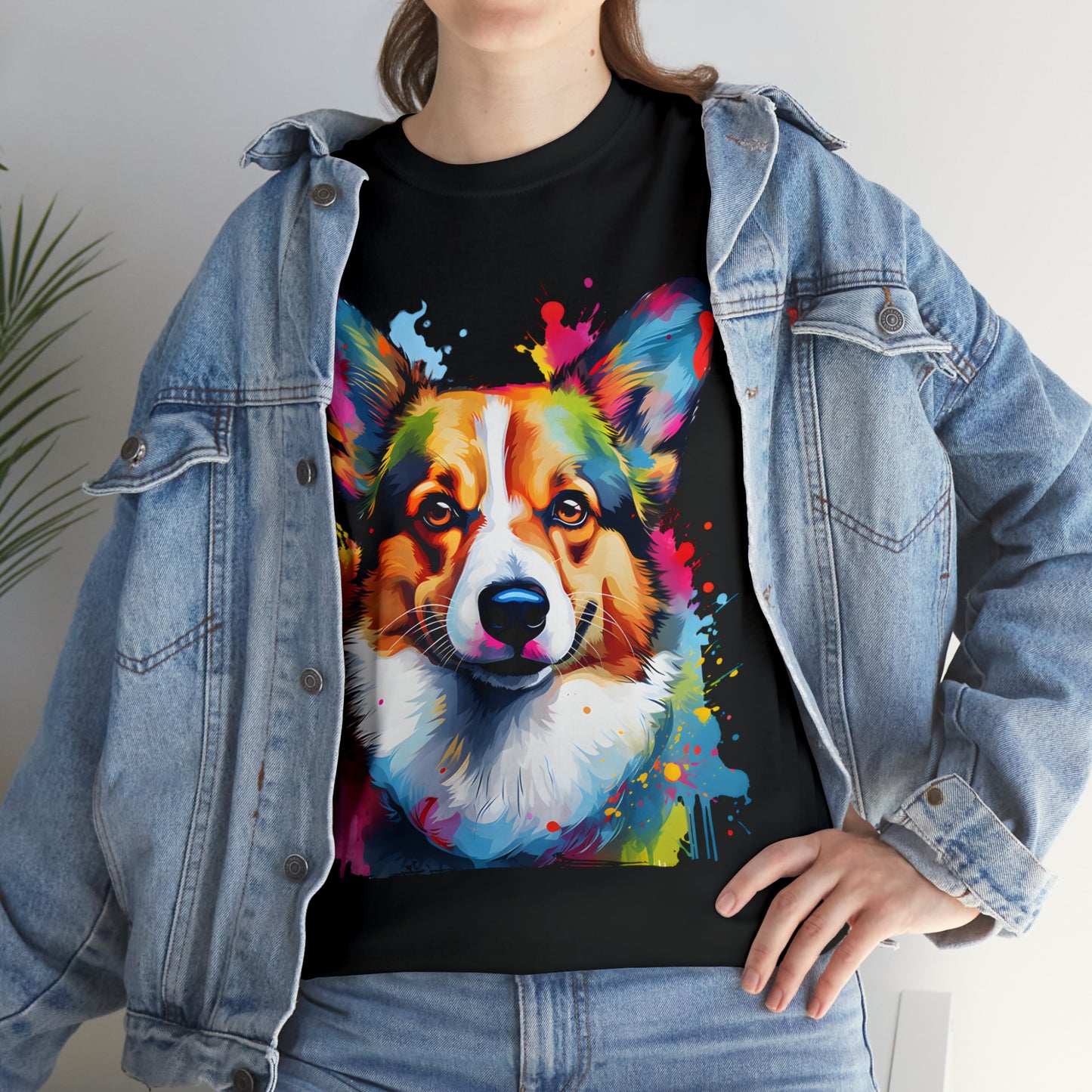 Corgi Rainbow Splash Short Sleeve Graphic T-Shirt (S-3XL)