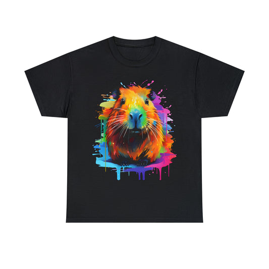 Capybara Rainbow Splash Short Sleeve Graphic T-Shirt (S-3XL)