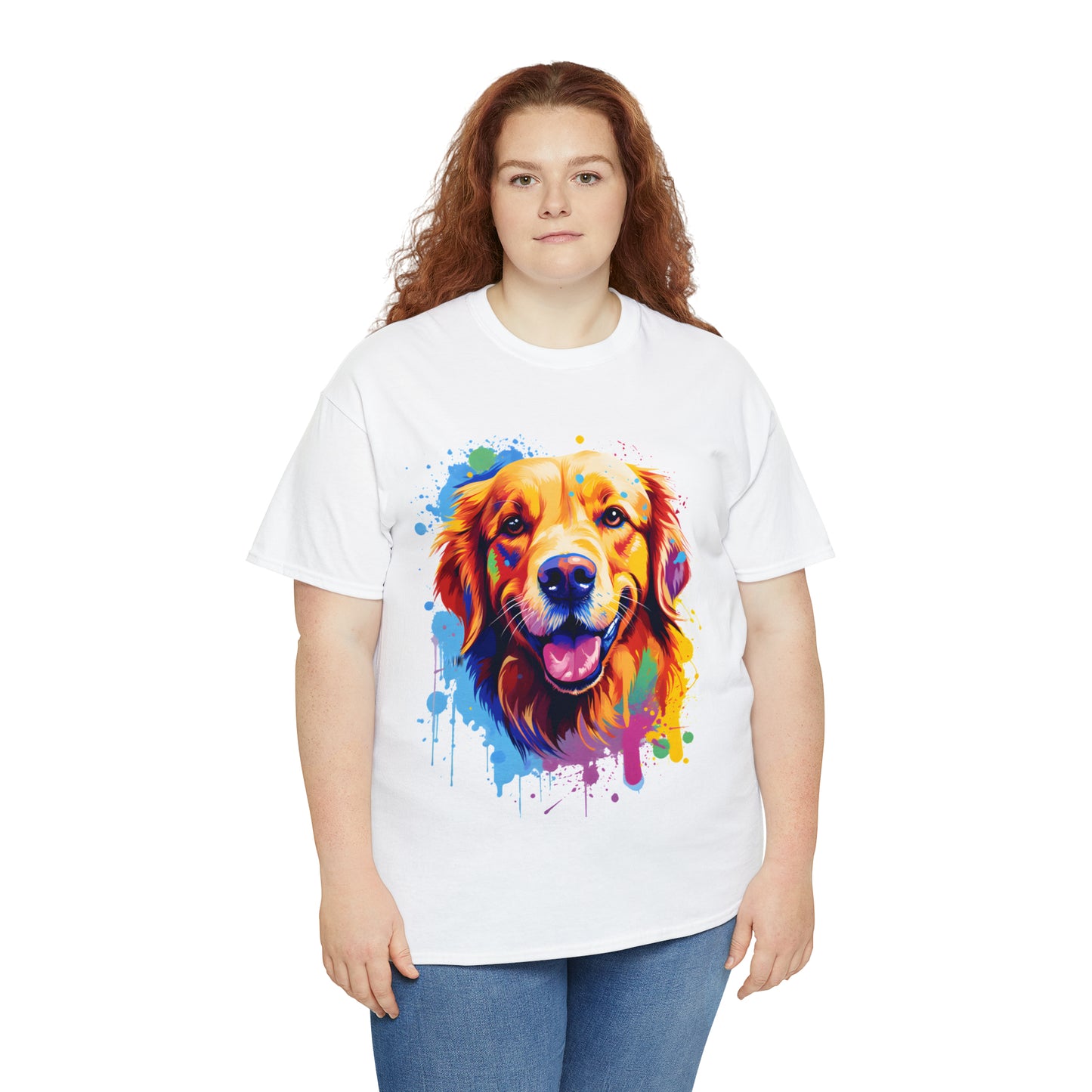 Golden Retriever Rainbow Splash Short Sleeve Graphic T-Shirt (S-3XL)