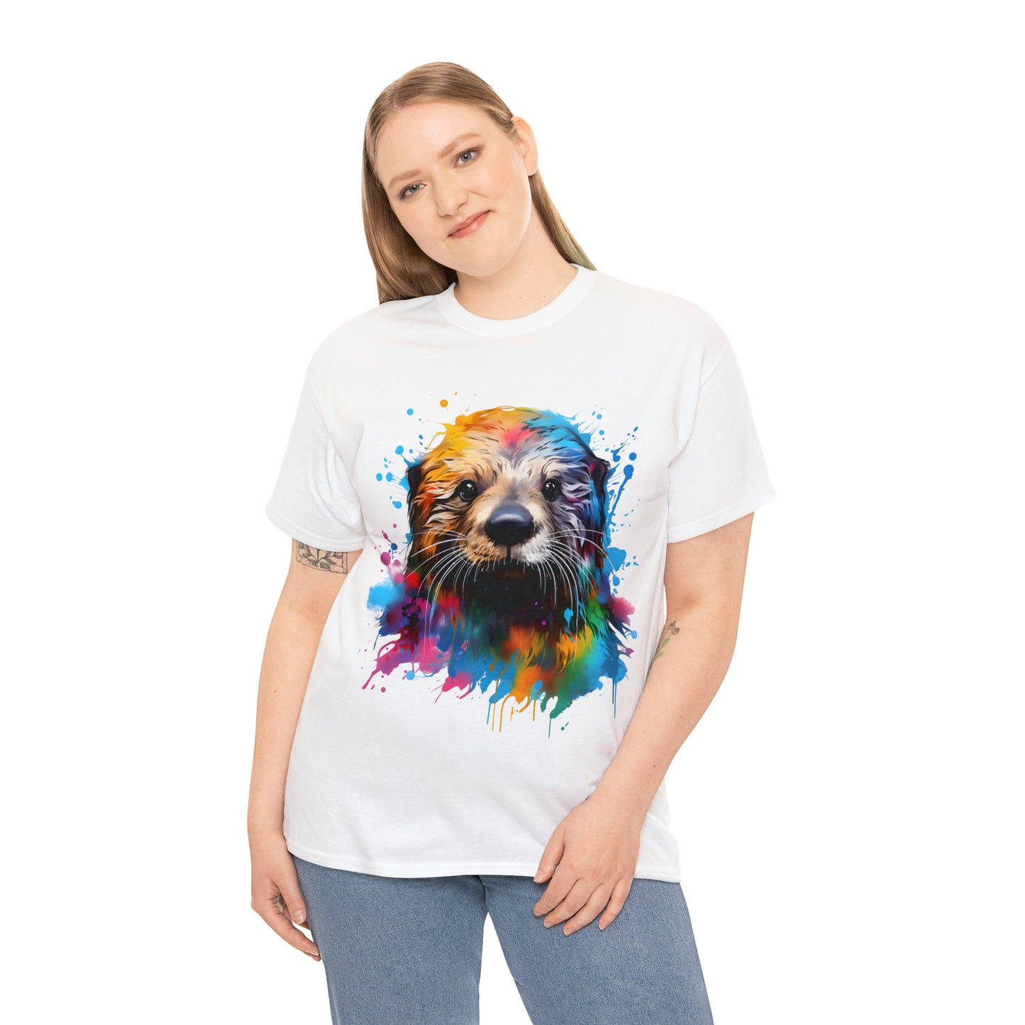 Sea Otter Rainbow Splash Short Sleeve Graphic T-Shirt (S-3XL)