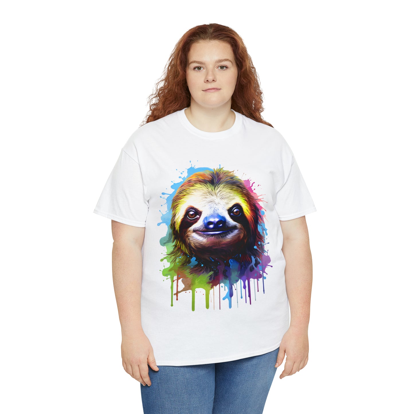 Sloth Rainbow Splash Short Sleeve Graphic T-Shirt (S-3XL)