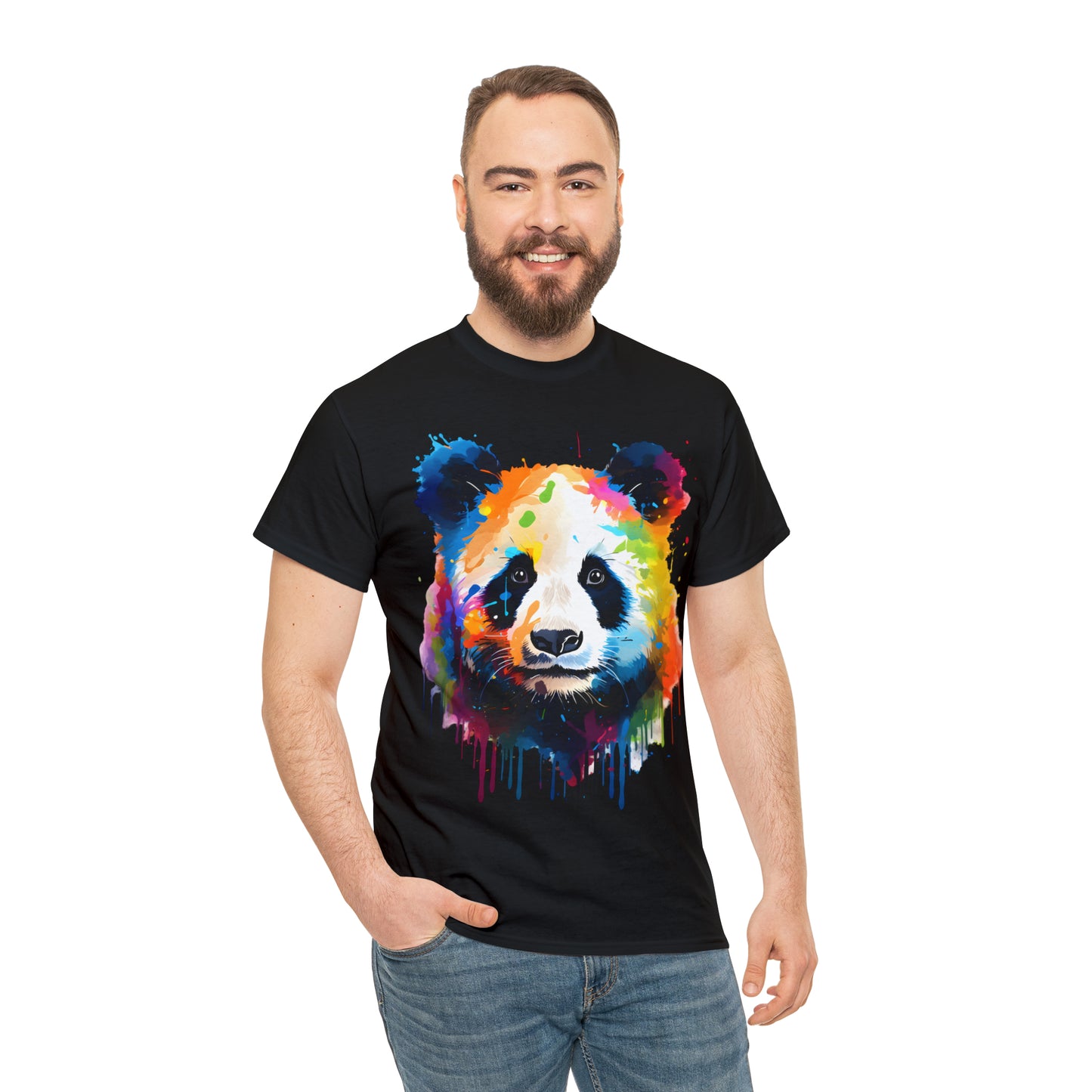 Panda Rainbow Splash Short Sleeve Graphic T-Shirt (S-3XL)