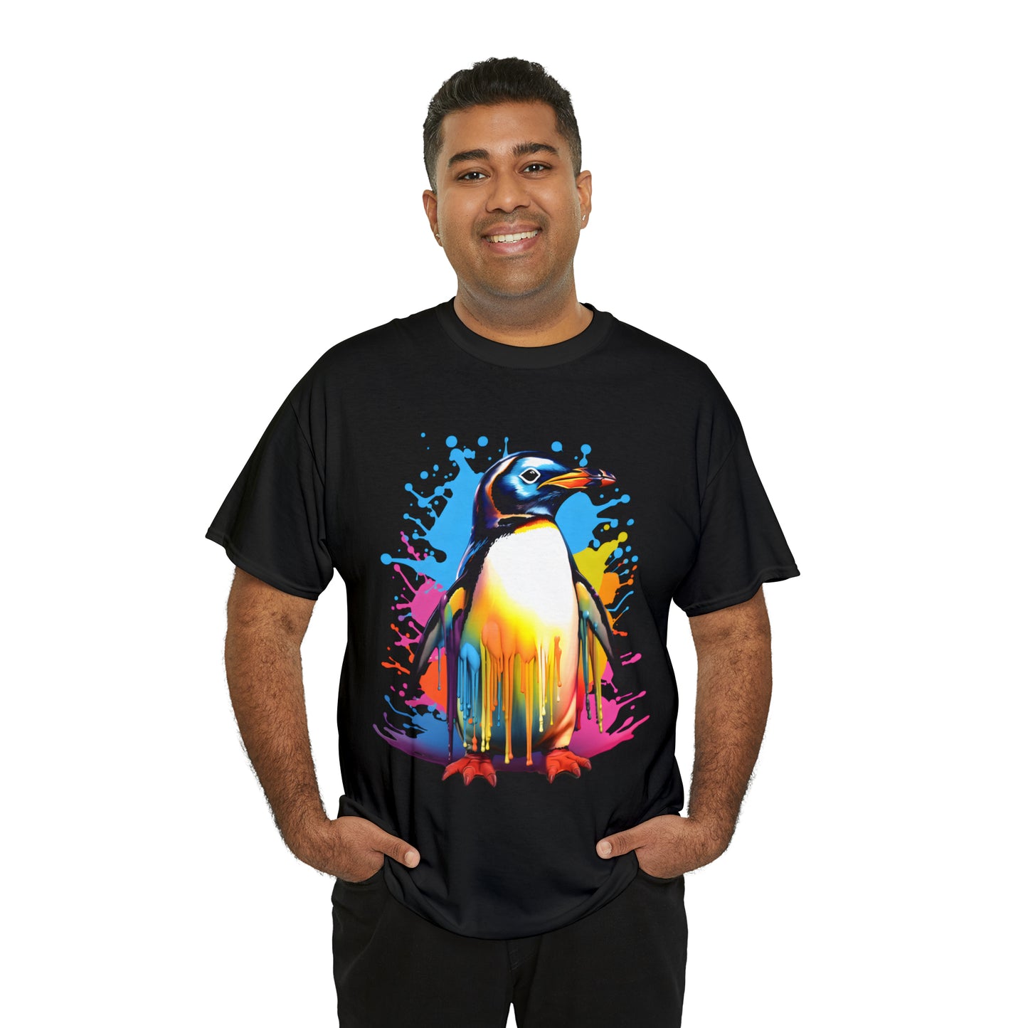 Penguin Rainbow Splash Short Sleeve Graphic T-Shirt (S-3XL)