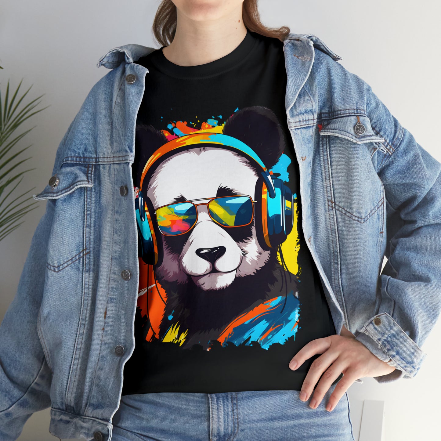 Panda in Sun Glasses Rainbow Splash Short Sleeve Graphic T-Shirt (S-3XL)