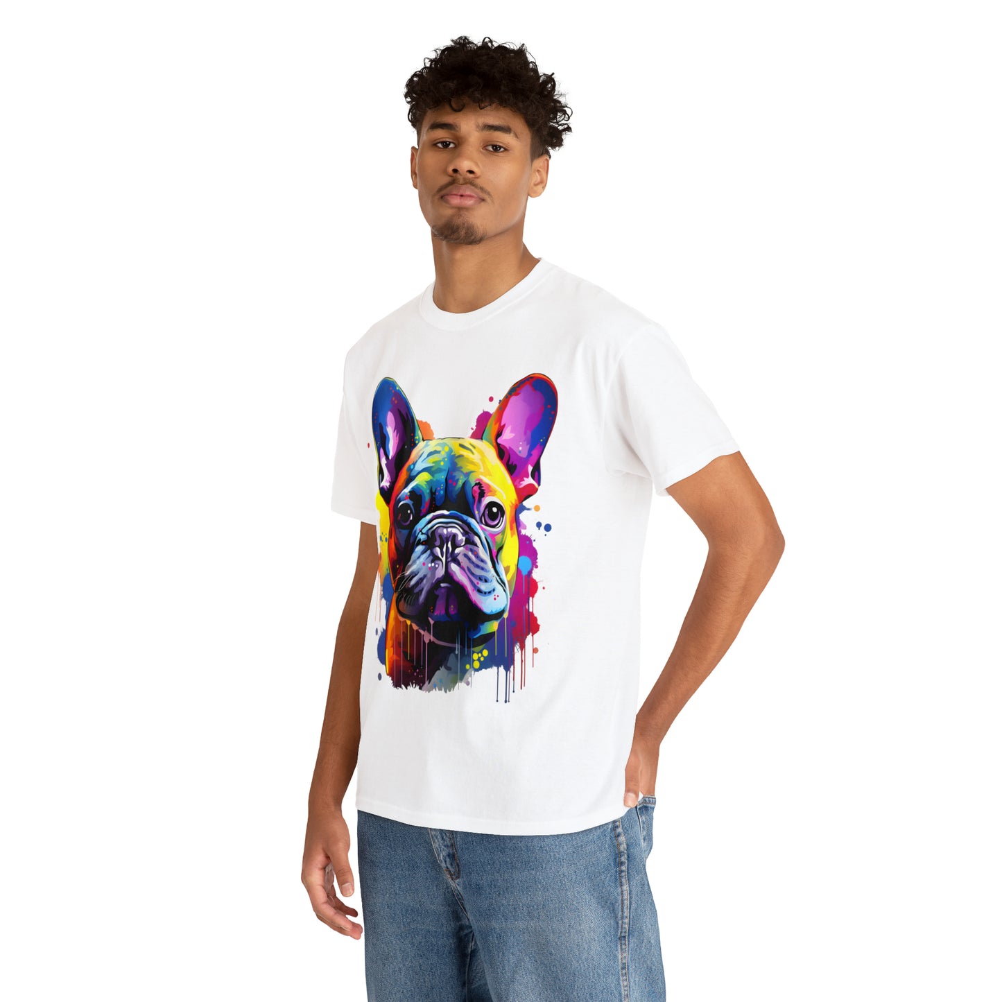 French Bulldog Rainbow Splash Short Sleeve Graphic T-Shirt (S-3XL)