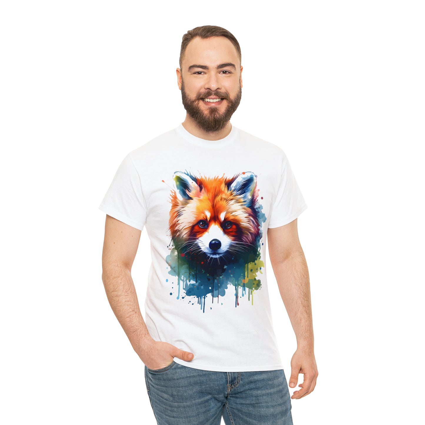 Red Panda Rainbow Splash Short Sleeve Graphic T-Shirt (S-3XL)