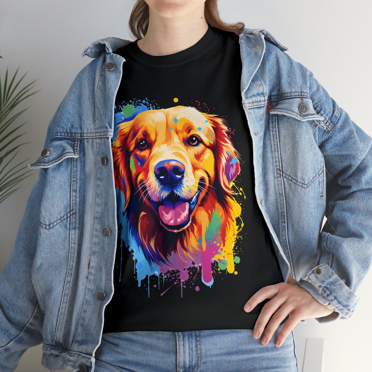 Golden Retriever Rainbow Splash Short Sleeve Graphic T-Shirt (S-3XL)