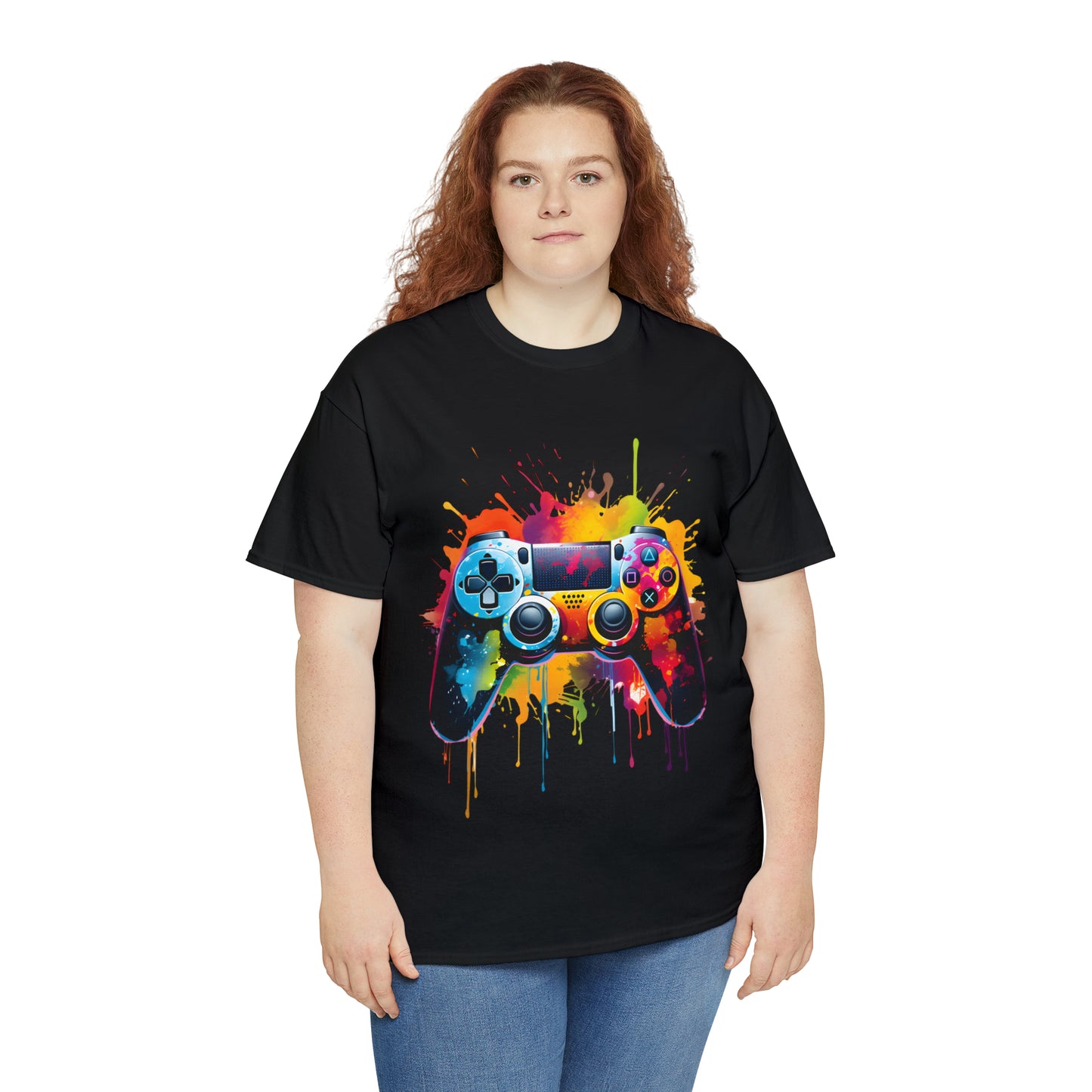 Controller Rainbow Splash Short Sleeve Graphic T-Shirt (S-3XL)