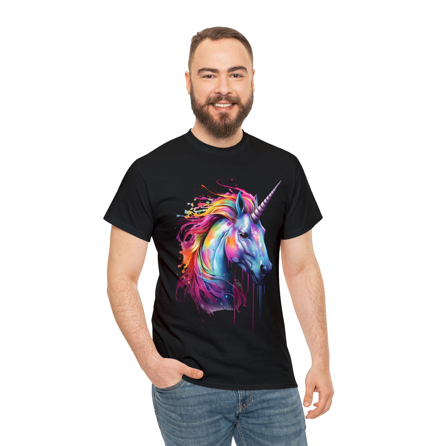 Unicorn Rainbow Splash Short Sleeve Graphic T-Shirt (S-3XL)