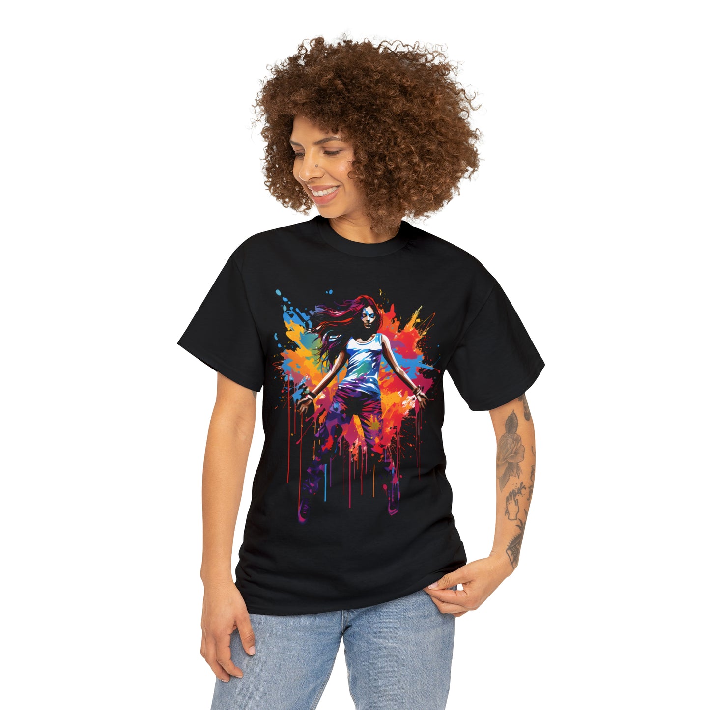 Dancer Rainbow Splash Short Sleeve Graphic T-Shirt (S-3XL)