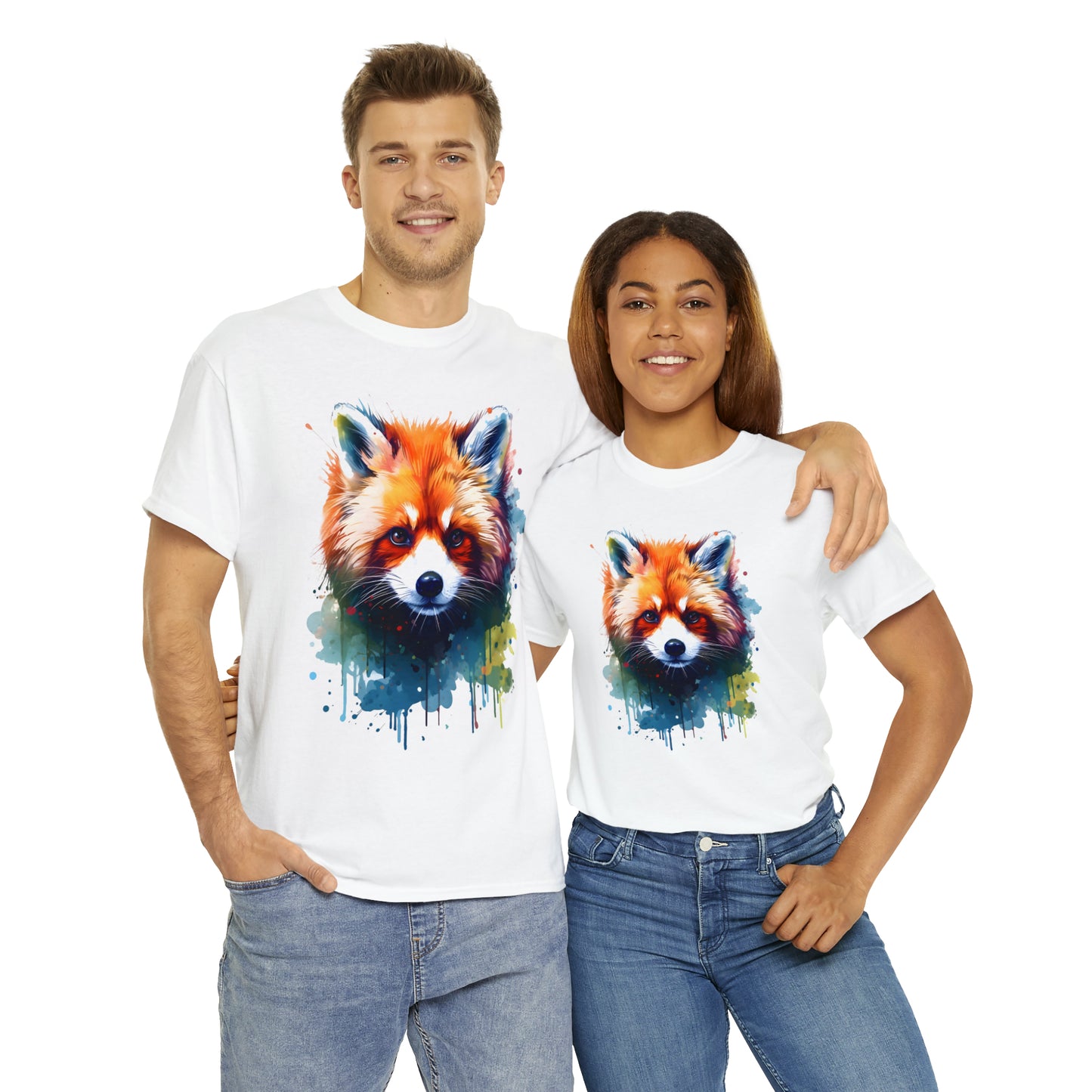 Red Panda Rainbow Splash Short Sleeve Graphic T-Shirt (S-3XL)