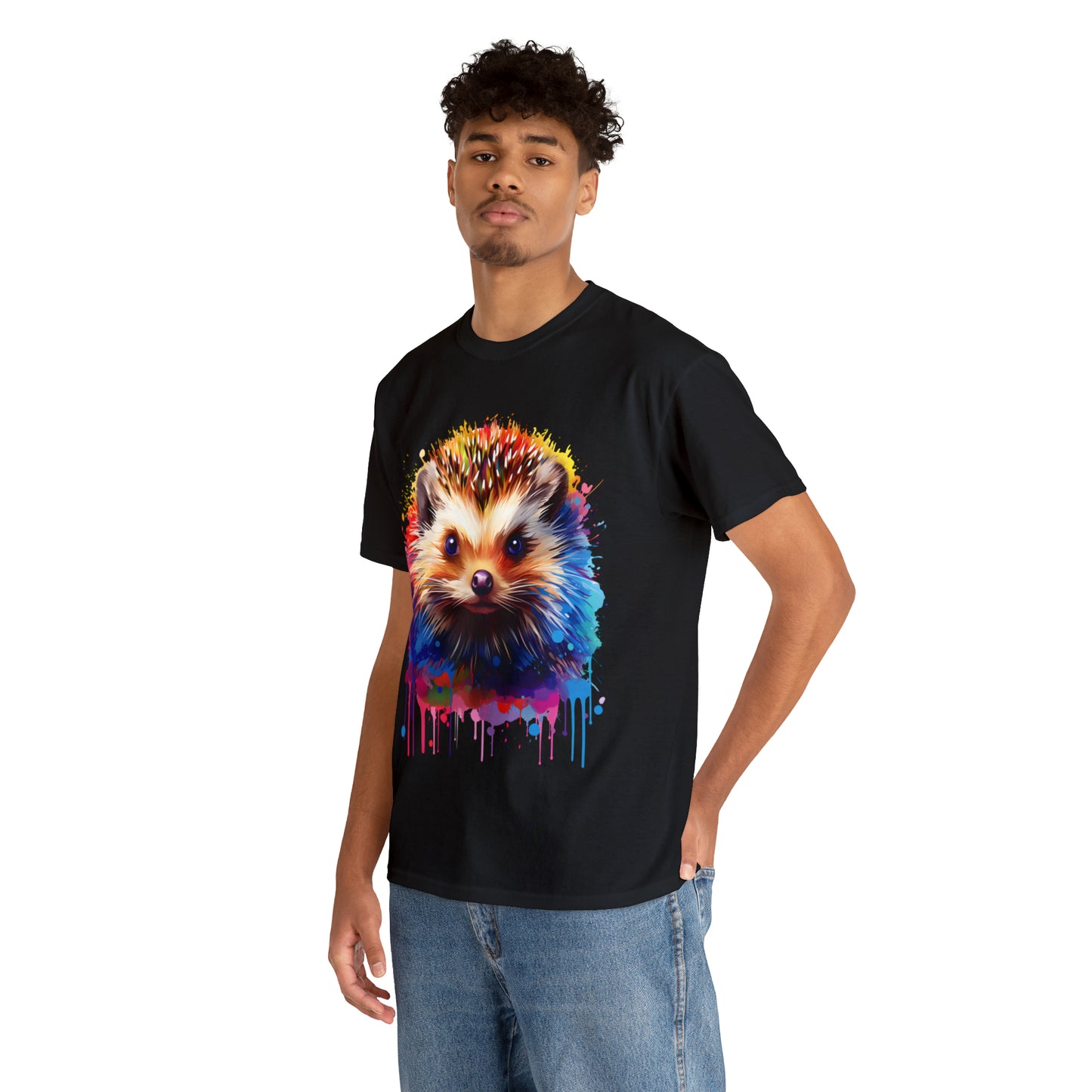 Hedgehog Rainbow Splash Short Sleeve Graphic T-Shirt (S-3XL)