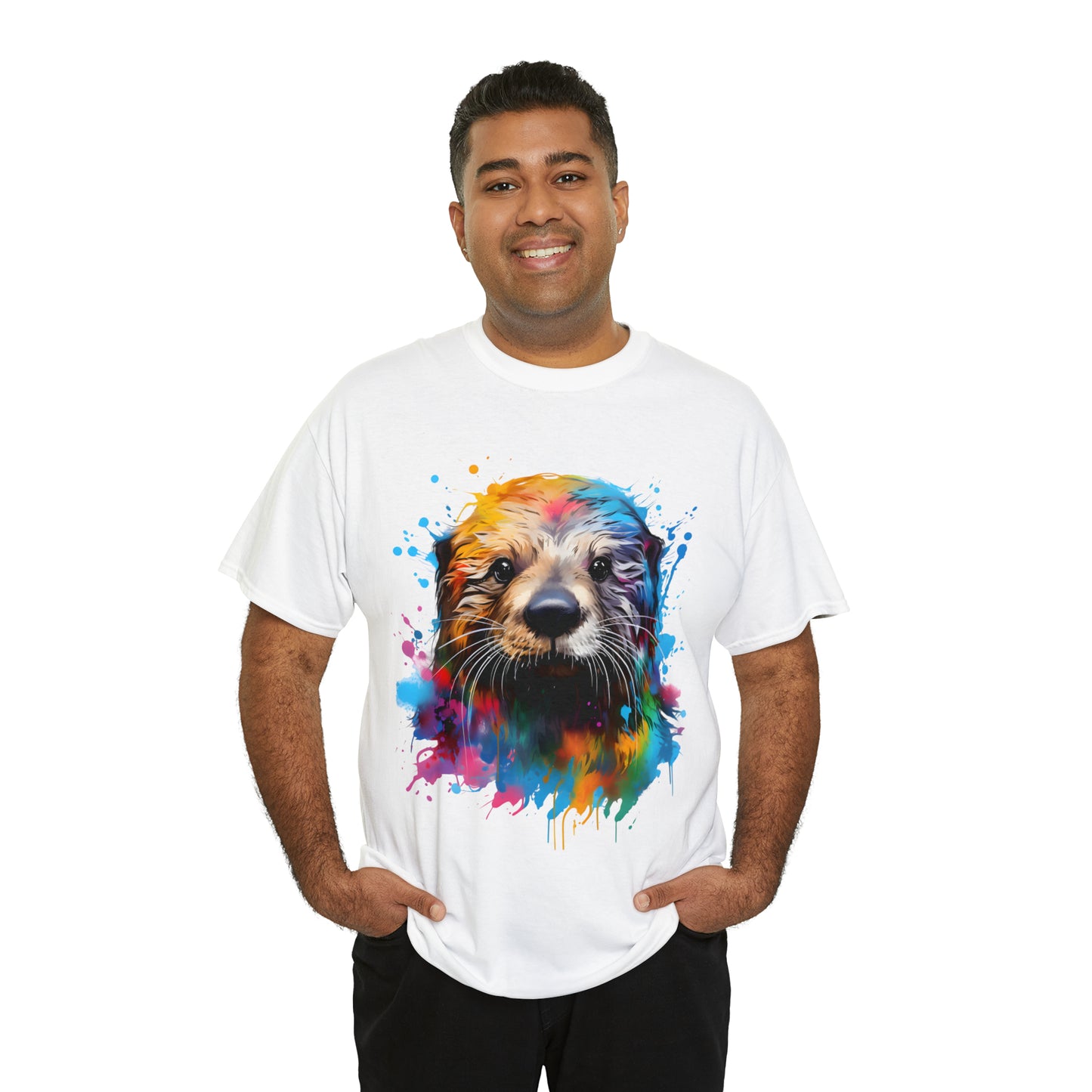 Sea Otter Rainbow Splash Short Sleeve Graphic T-Shirt (S-3XL)