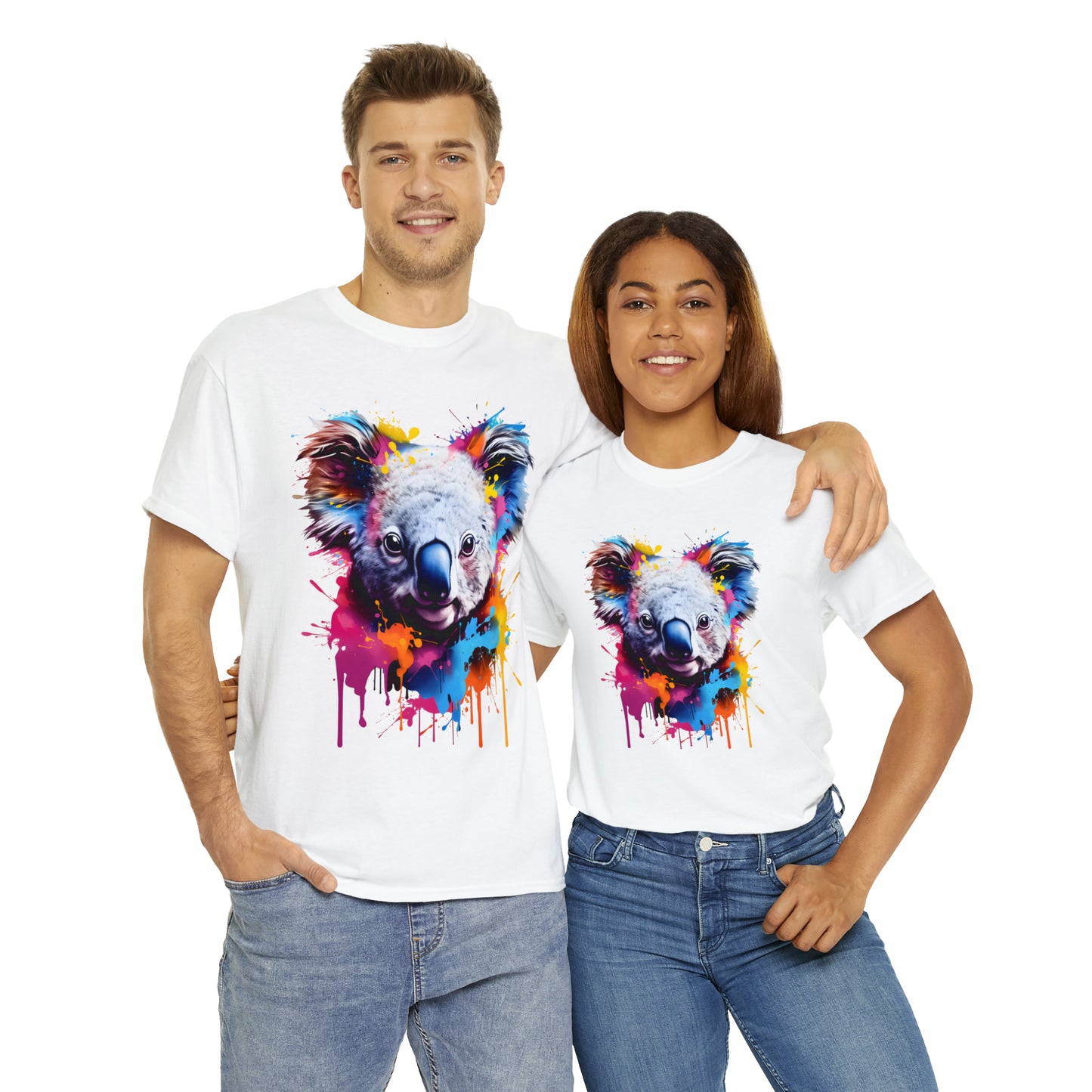 Koala Rainbow Splash Short Sleeve Graphic T-Shirt (S-3XL)