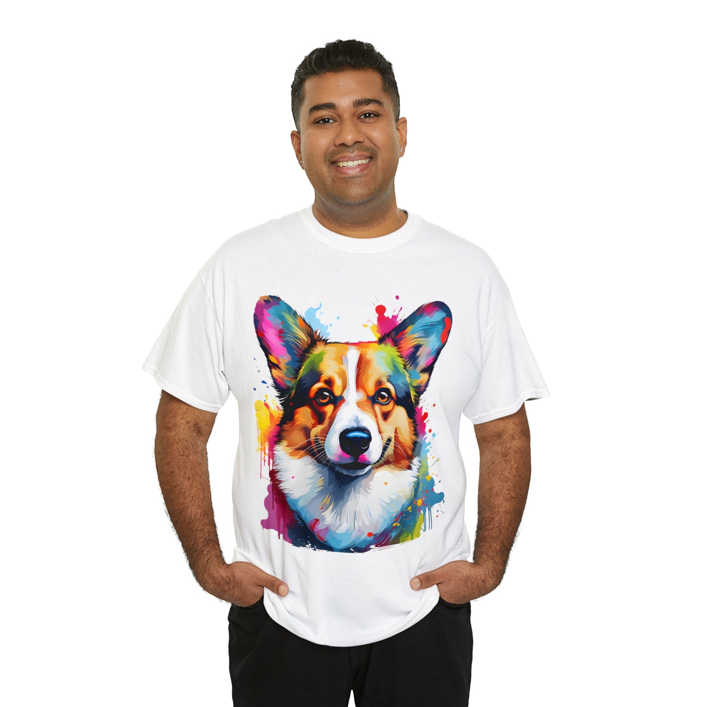 Corgi Rainbow Splash Short Sleeve Graphic T-Shirt (S-3XL)