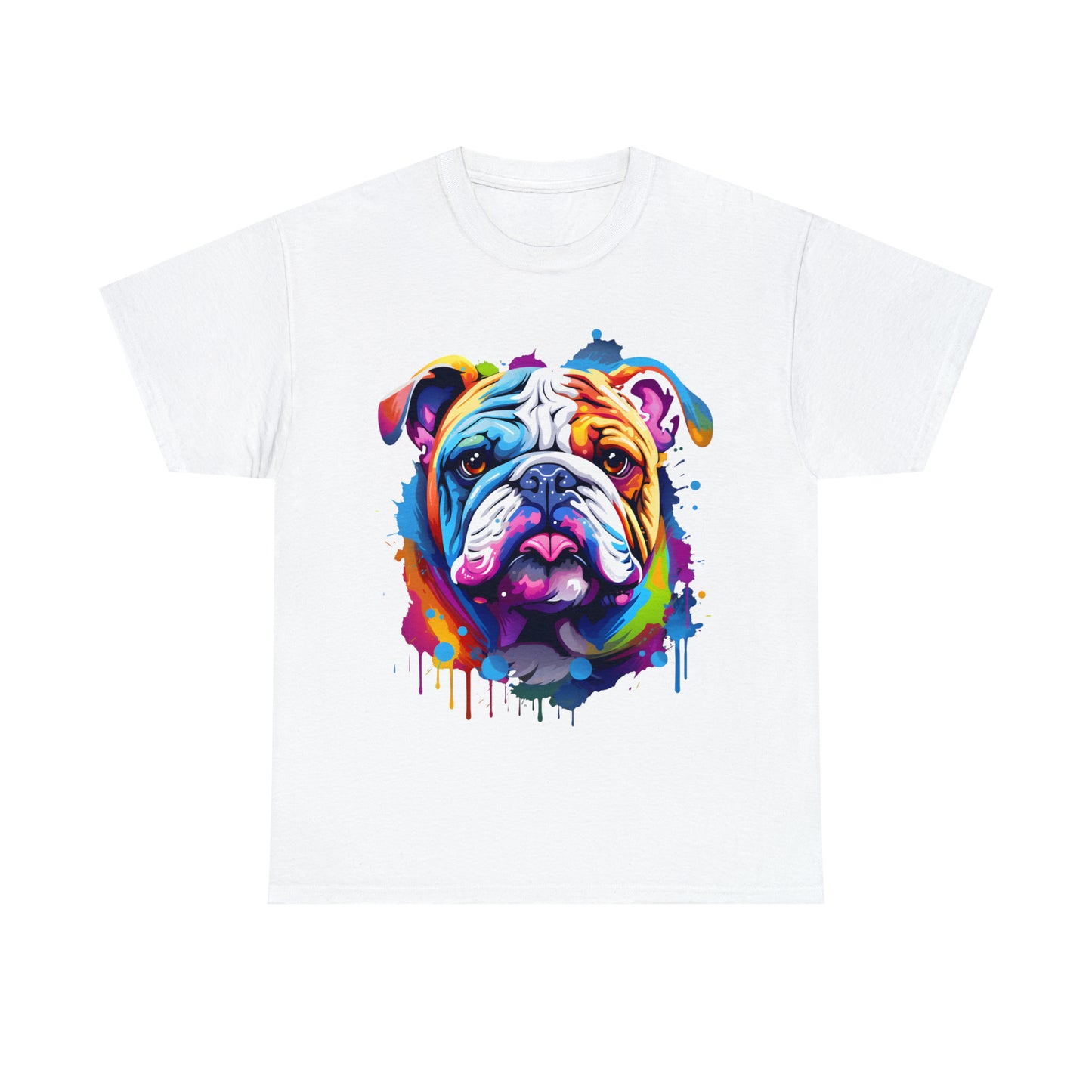 Bulldog Rainbow Splash Short Sleeve Graphic T-Shirt (S-3XL)