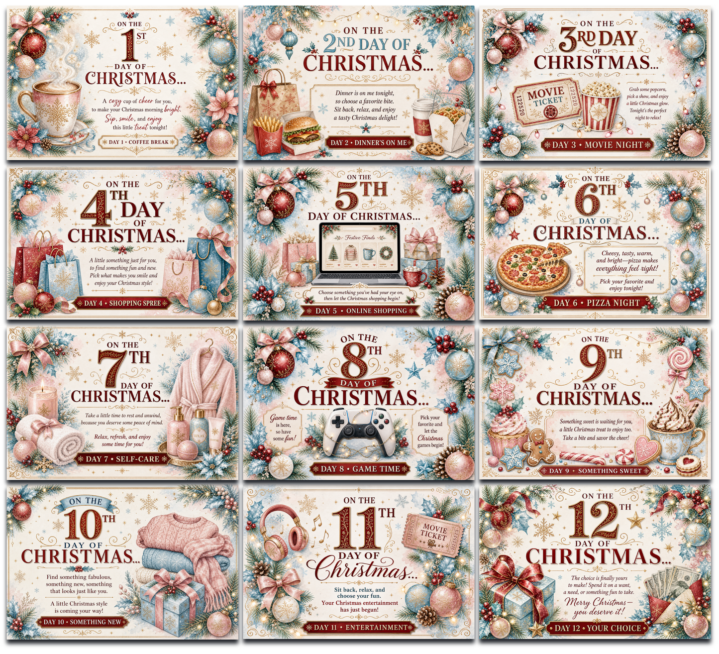 12 Days of Christmas Gift Card Book | Money Holder, Holiday Surprise Pages