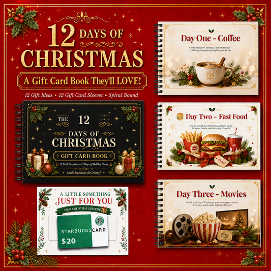 12 Days of Christmas Gift Card Book | Money Holder, Holiday Surprise Pages