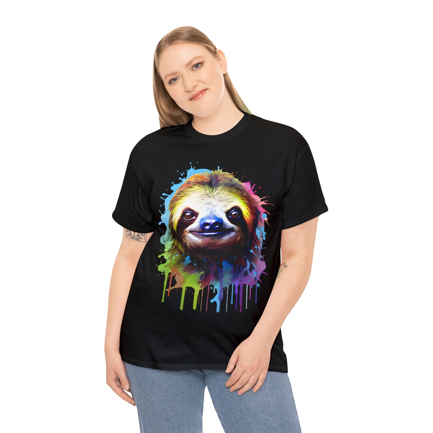 Sloth Rainbow Splash Short Sleeve Graphic T-Shirt (S-3XL)