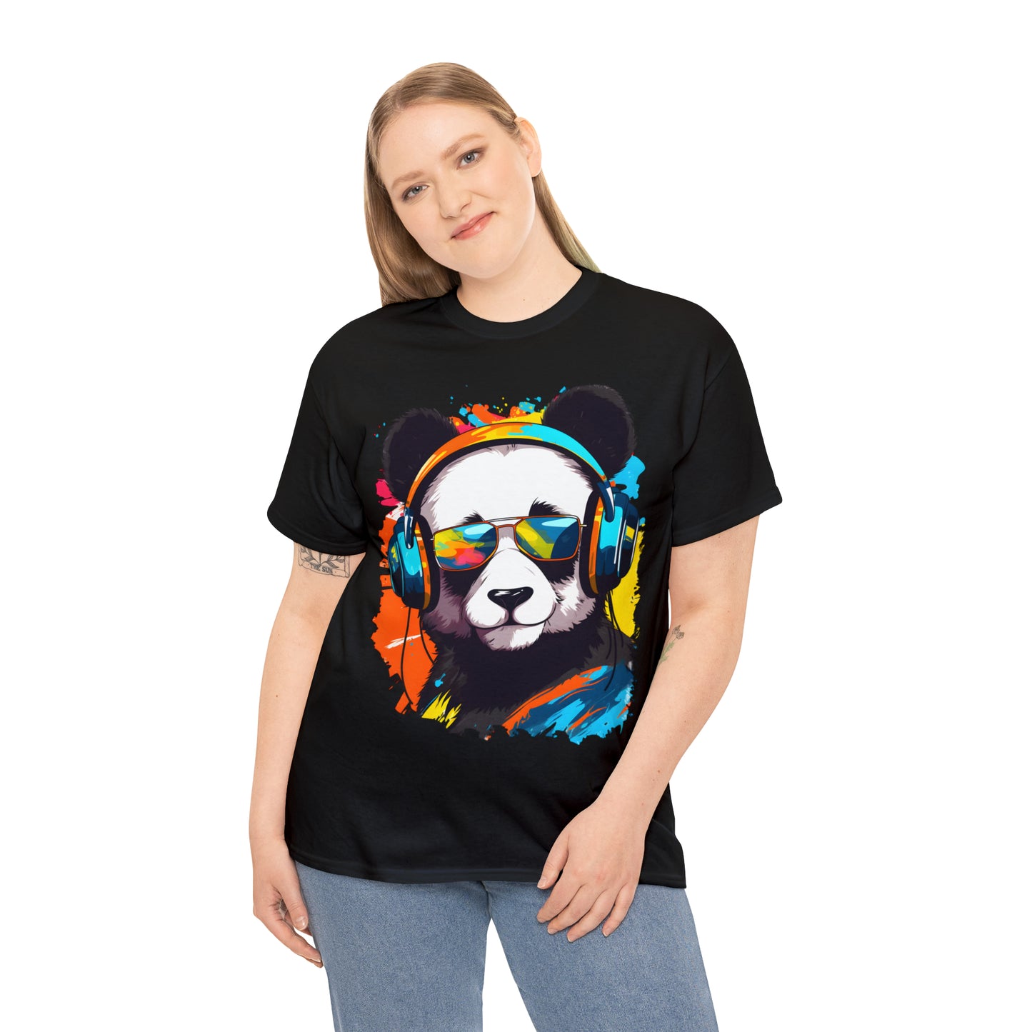 Panda in Sun Glasses Rainbow Splash Short Sleeve Graphic T-Shirt (S-3XL)