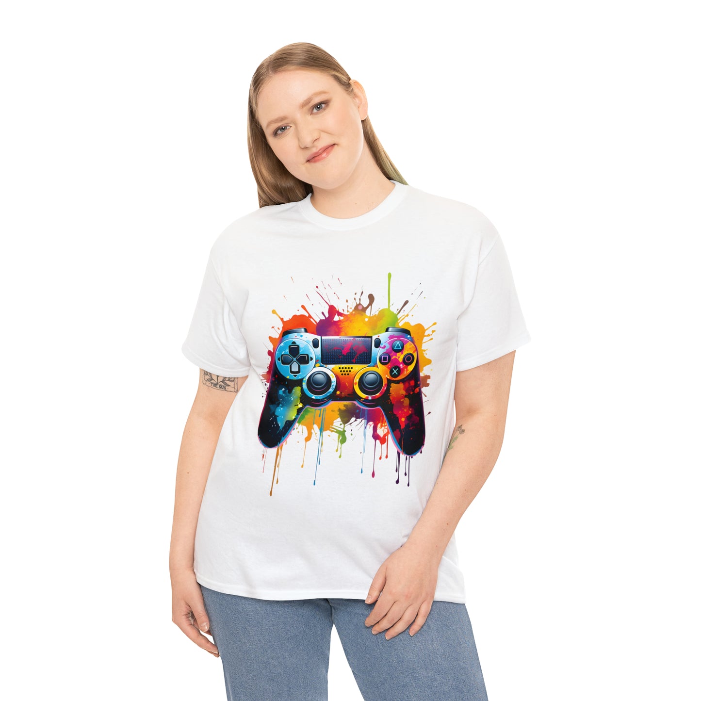 Controller Rainbow Splash Short Sleeve Graphic T-Shirt (S-3XL)