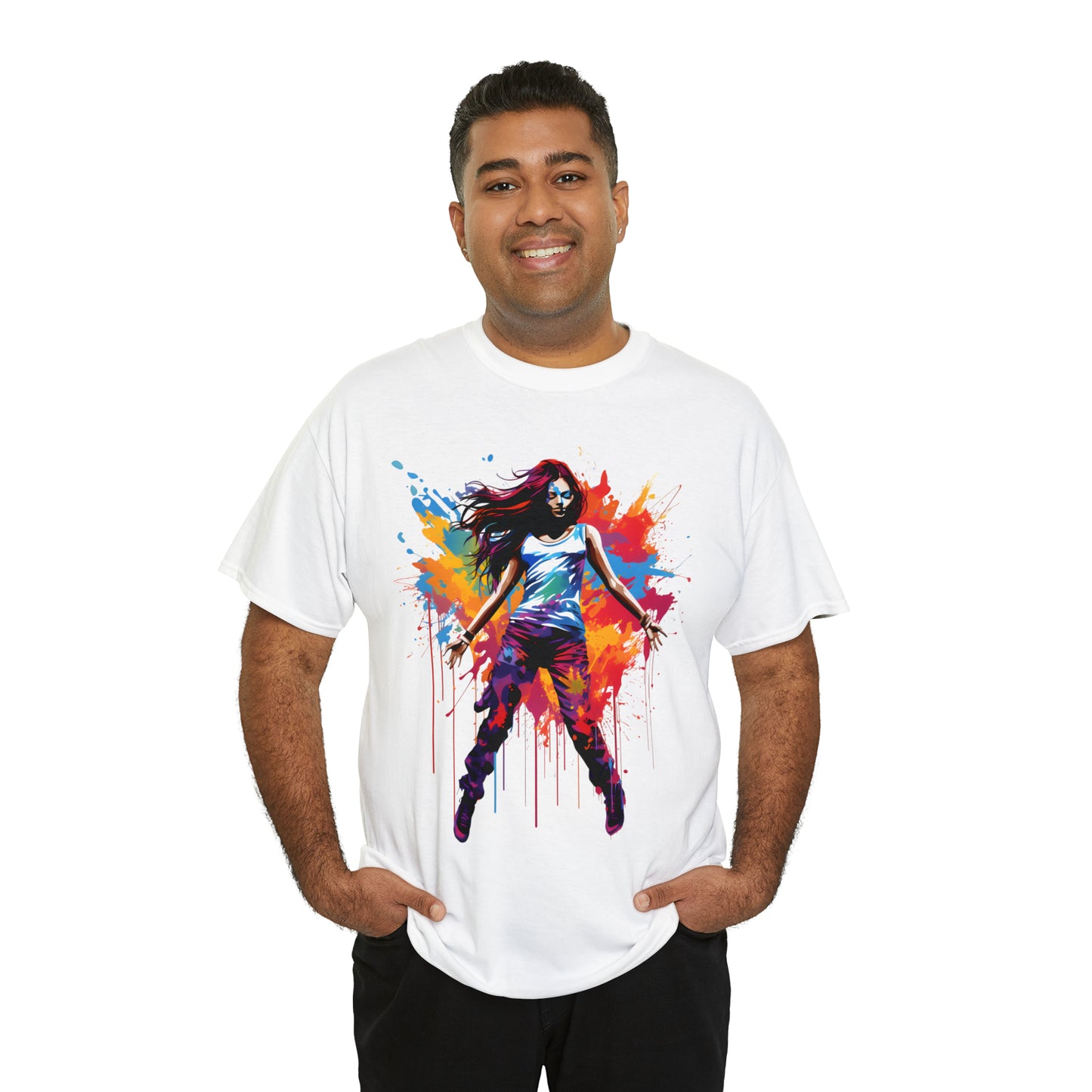 Dancer Rainbow Splash Short Sleeve Graphic T-Shirt (S-3XL)