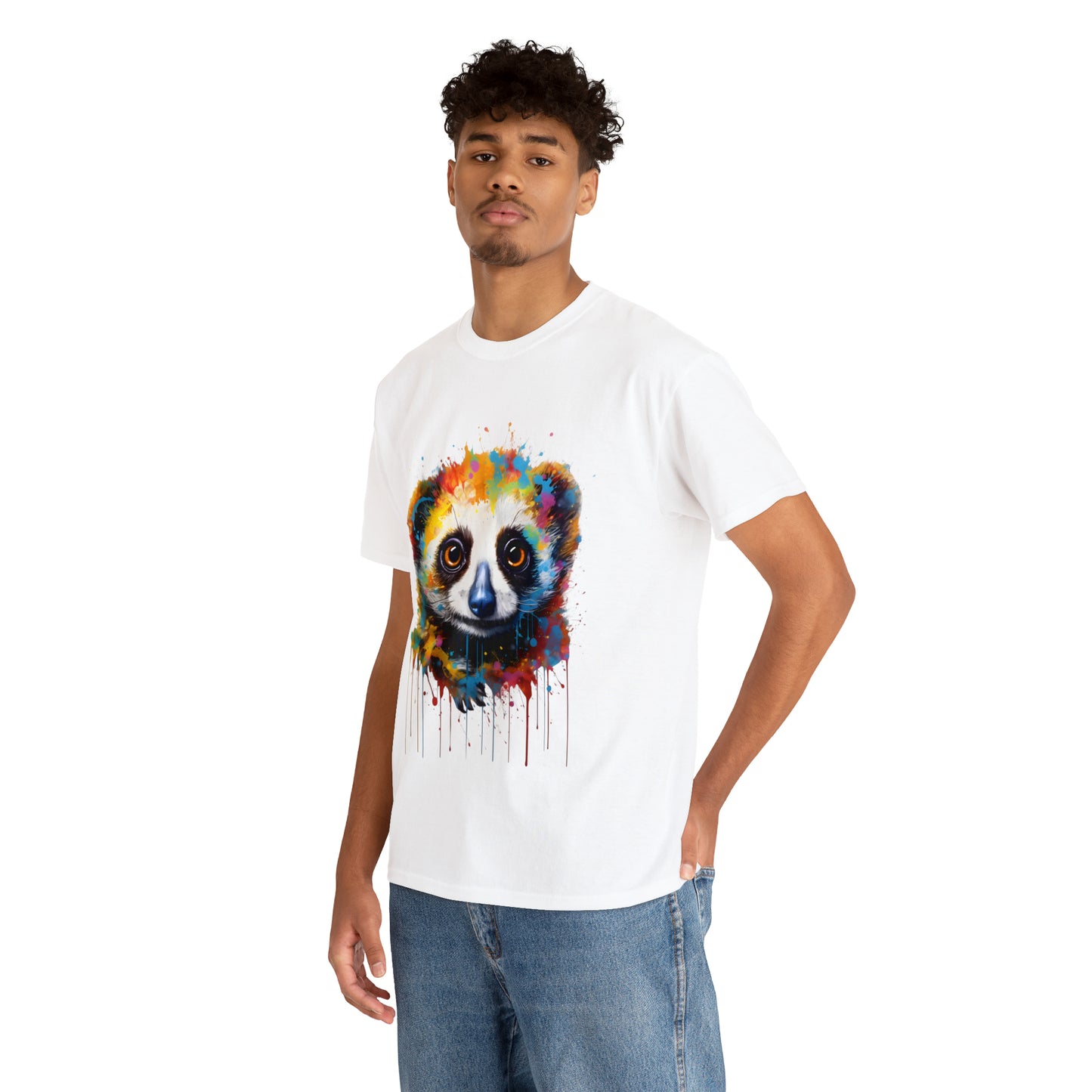 Slow Loris Rainbow Splash Short Sleeve Graphic T-Shirt (S-3XL)