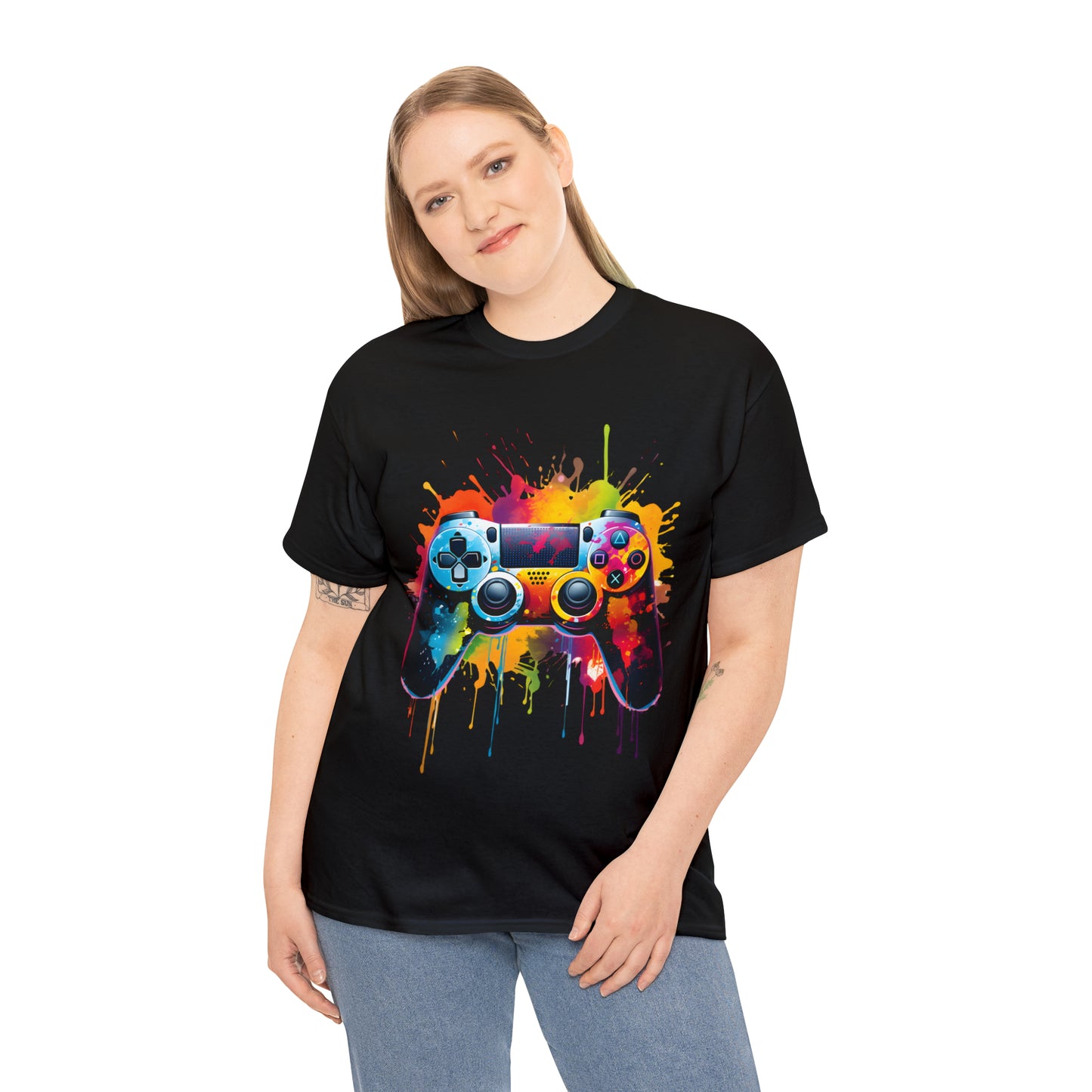 Controller Rainbow Splash Short Sleeve Graphic T-Shirt (S-3XL)