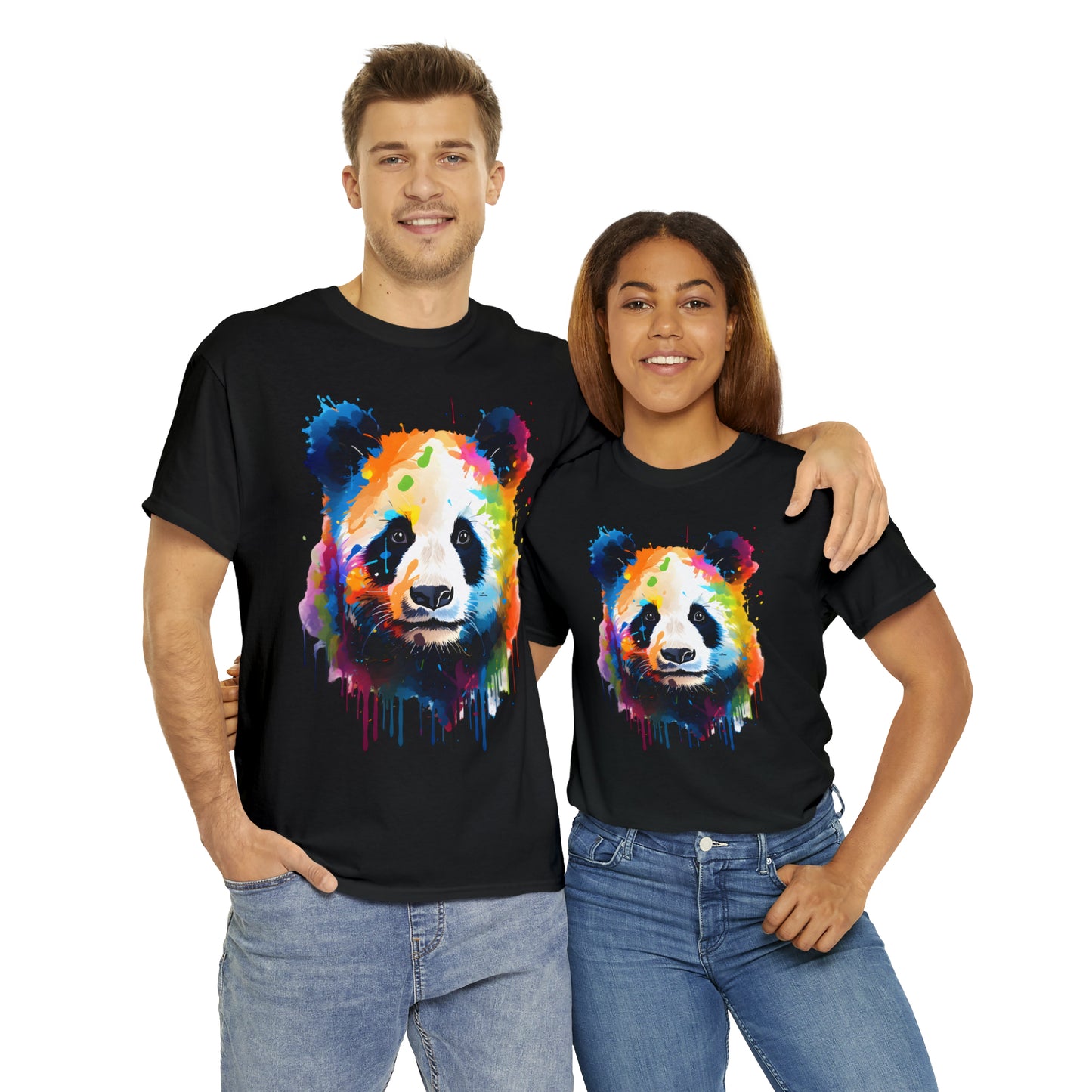 Panda Rainbow Splash Short Sleeve Graphic T-Shirt (S-3XL)