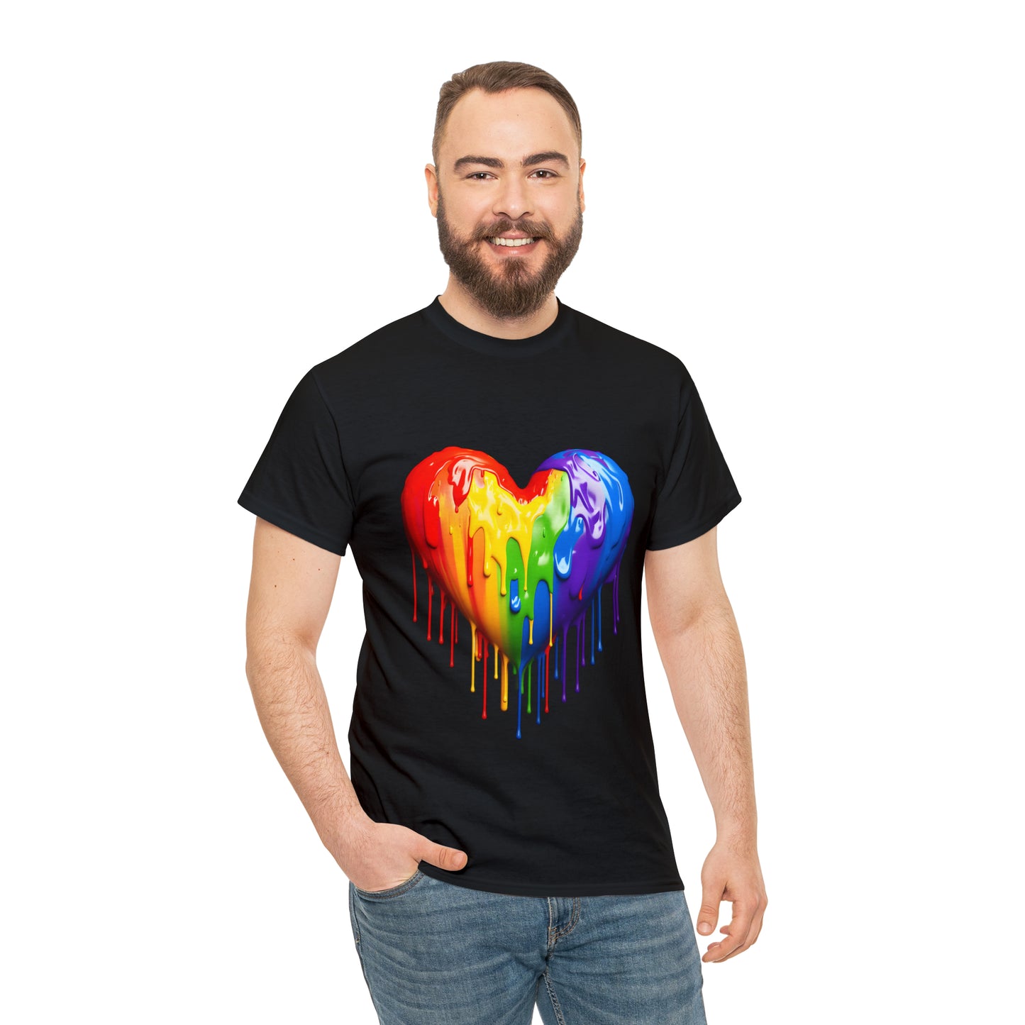 Pride Heart Rainbow Splash Short Sleeve Graphic T-Shirt (S-3XL)