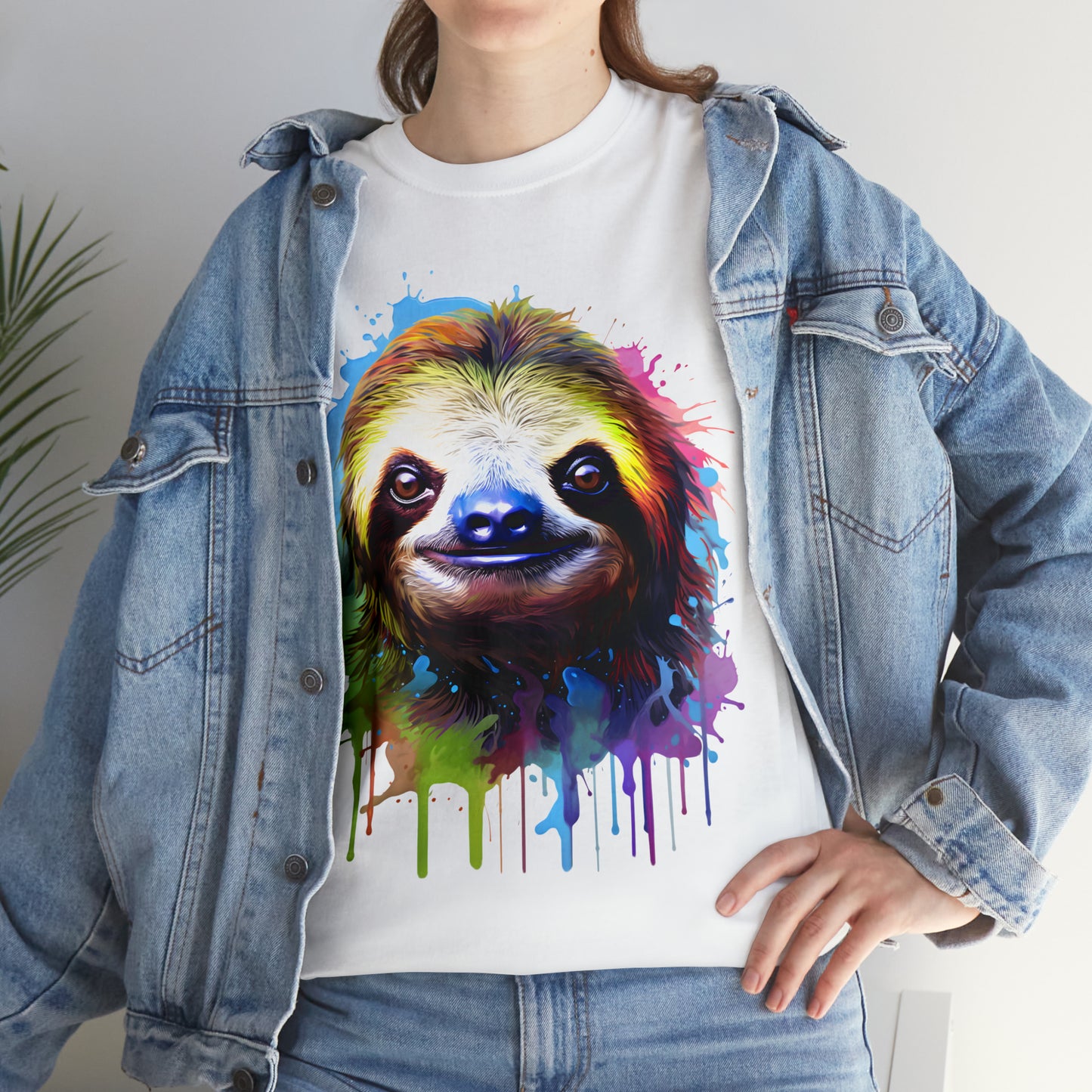 Sloth Rainbow Splash Short Sleeve Graphic T-Shirt (S-3XL)