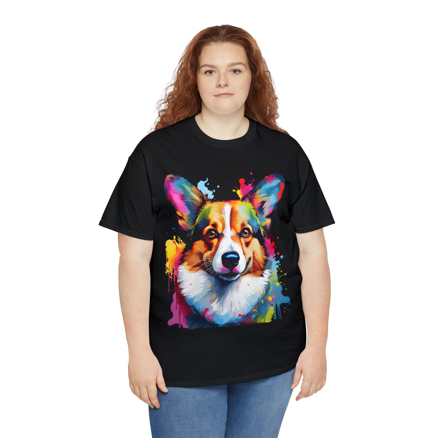 Corgi Rainbow Splash Short Sleeve Graphic T-Shirt (S-3XL)