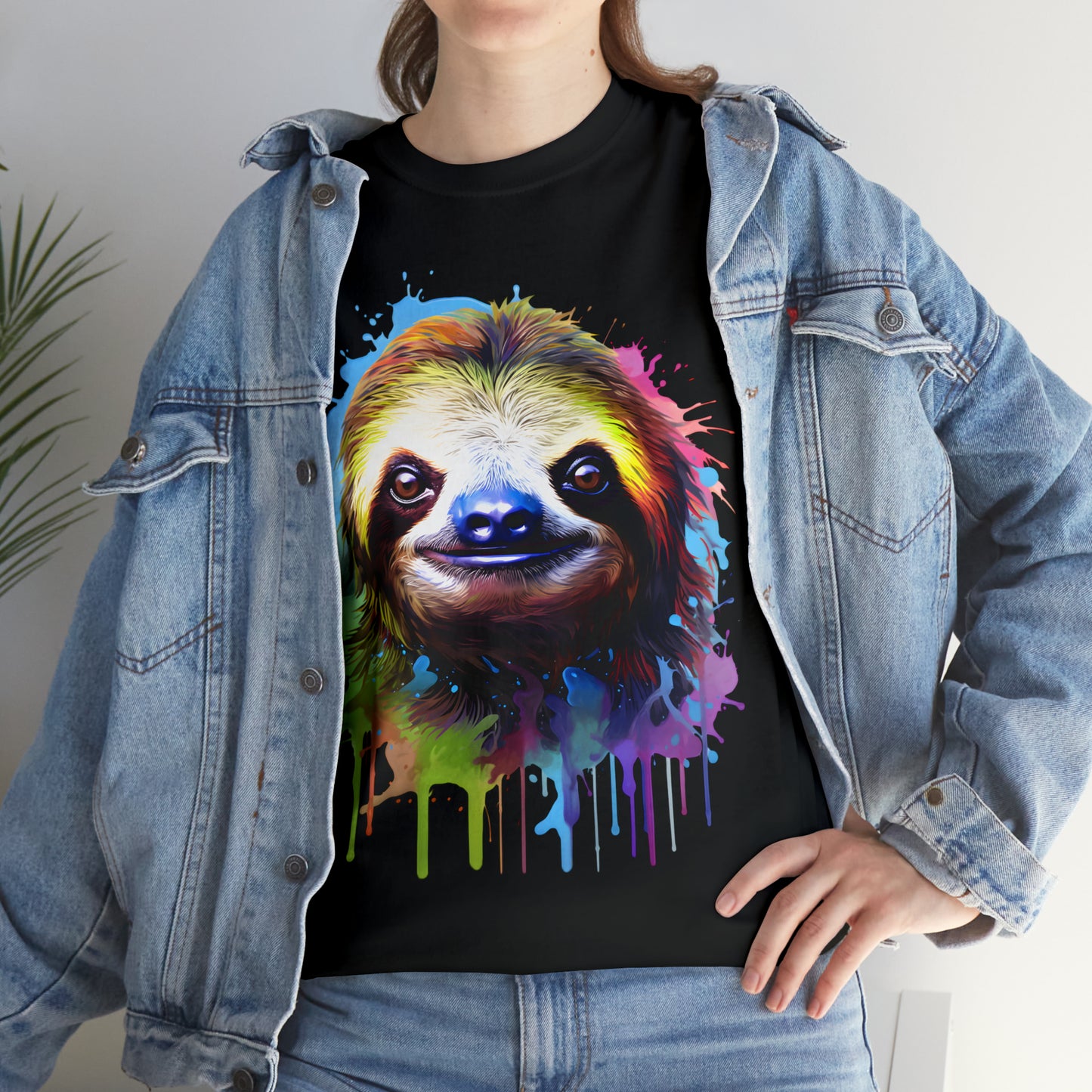 Sloth Rainbow Splash Short Sleeve Graphic T-Shirt (S-3XL)