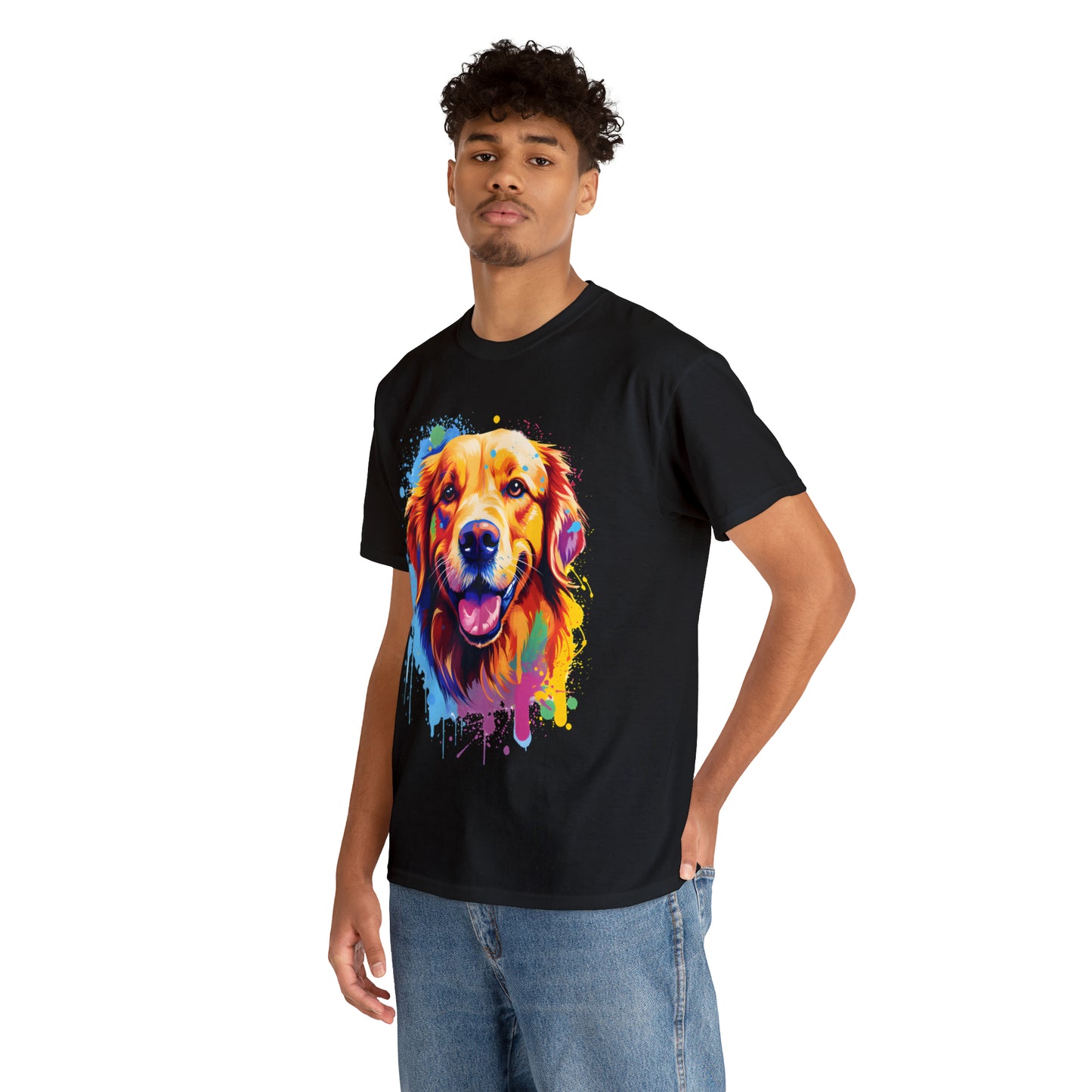 Golden Retriever Rainbow Splash Short Sleeve Graphic T-Shirt (S-3XL)