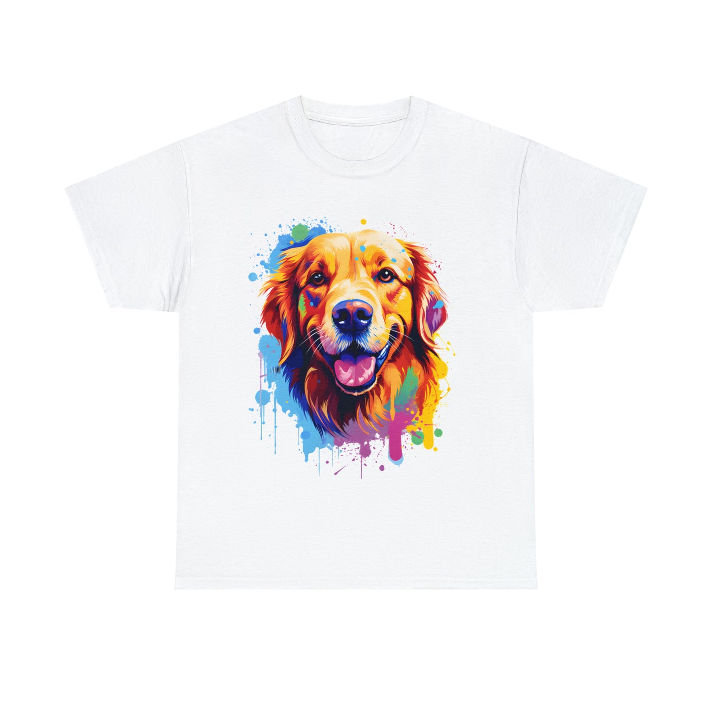 Golden Retriever Rainbow Splash Short Sleeve Graphic T-Shirt (S-3XL)