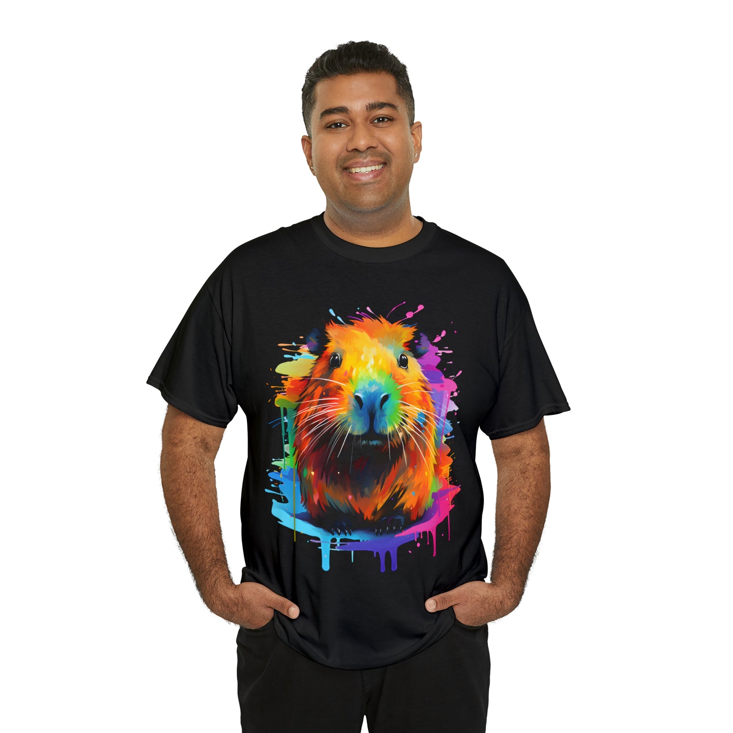 Capybara Rainbow Splash Short Sleeve Graphic T-Shirt (S-3XL)