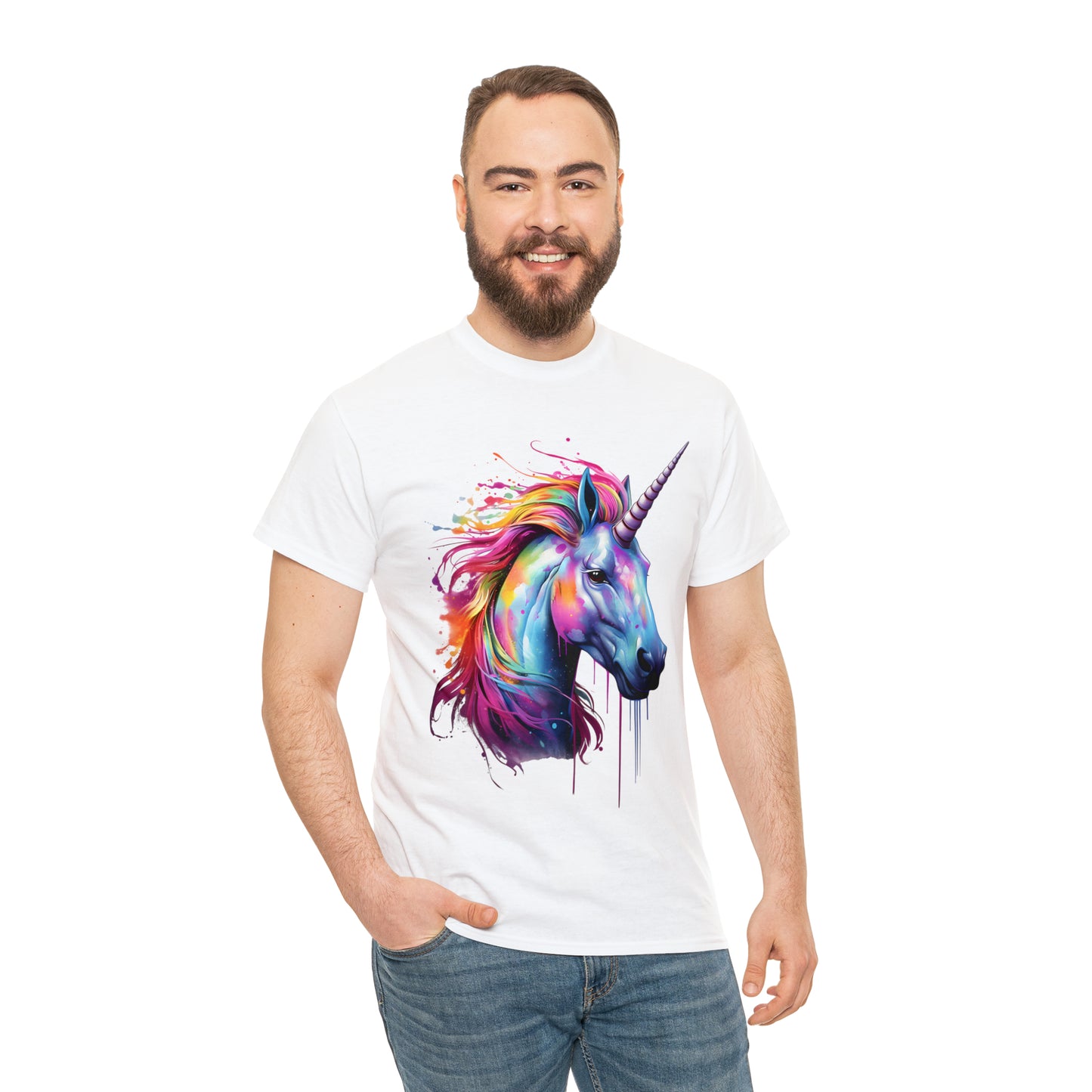 Unicorn Rainbow Splash Short Sleeve Graphic T-Shirt (S-3XL)