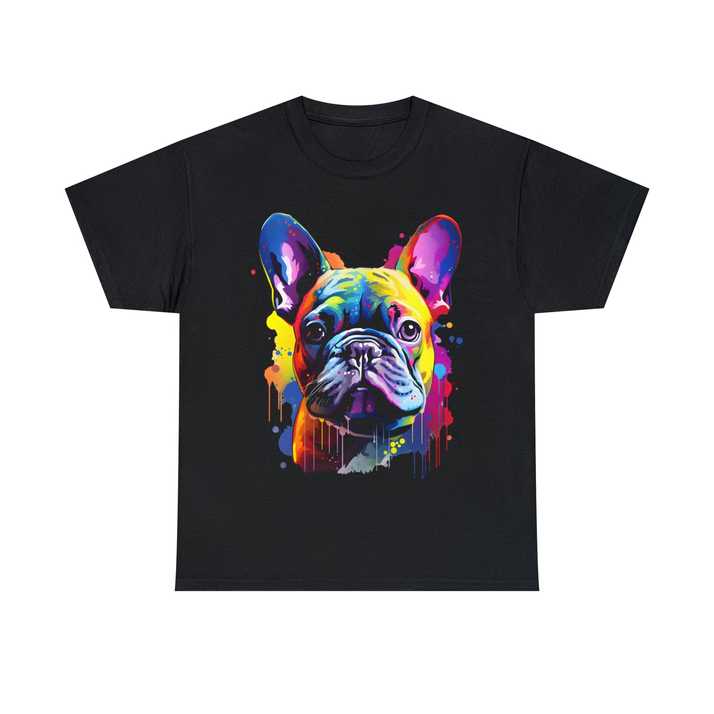 French Bulldog Rainbow Splash Short Sleeve Graphic T-Shirt (S-3XL)